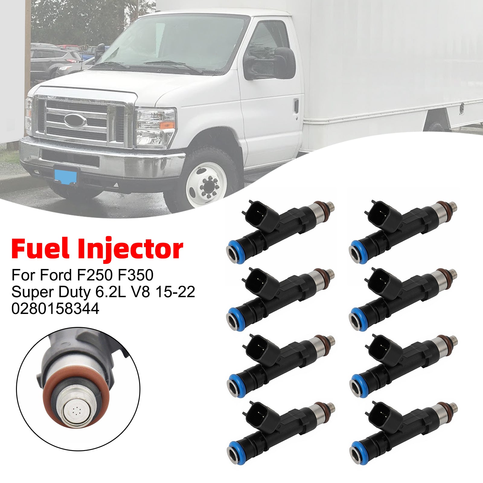 8Pcs Fuel Injector For Ford F250 F350 Super Duty 6.2L V8 15-22 0280158344