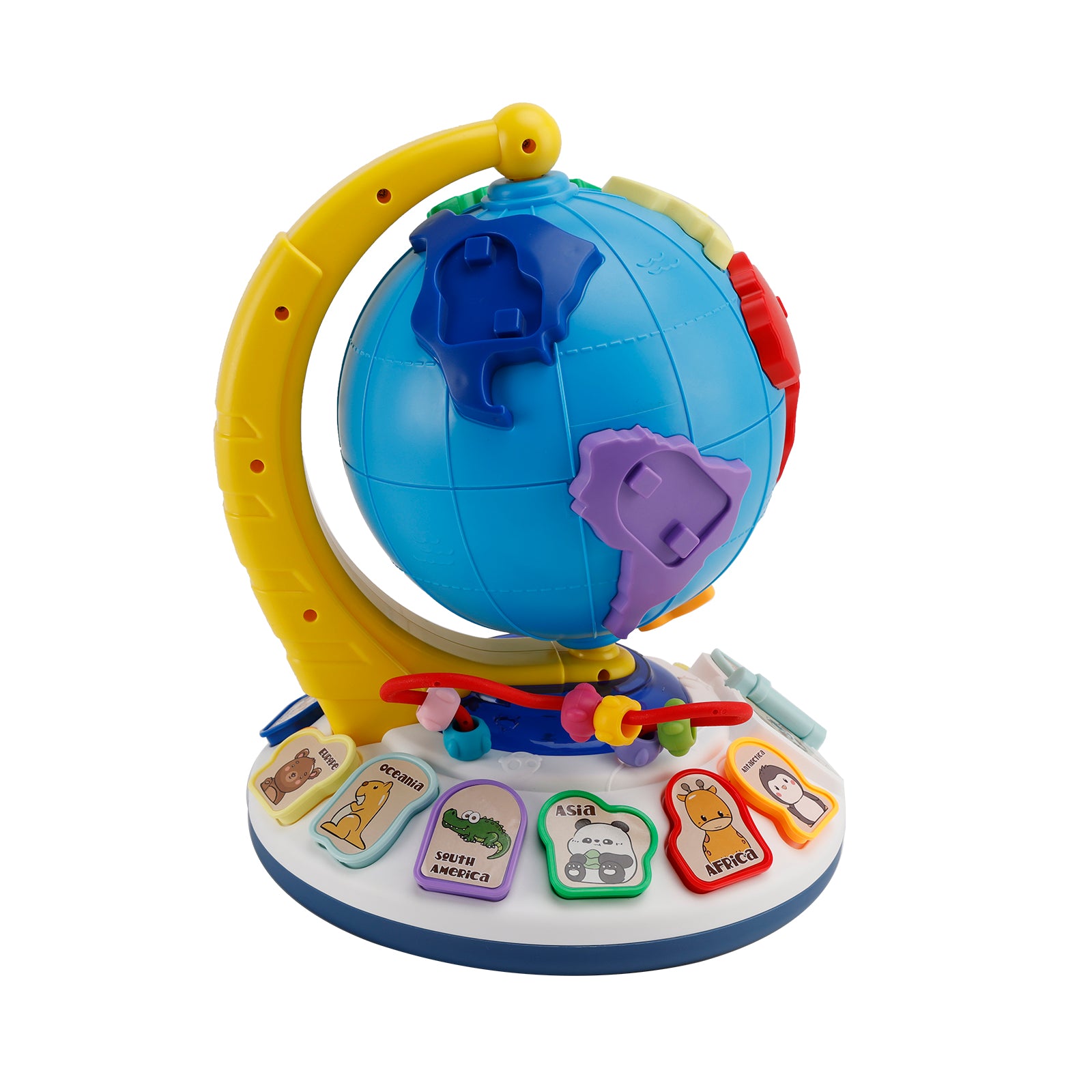 5In1 Interactive Light Up Globe With Sound,Puzzle,Bead Maze And World Map Toy