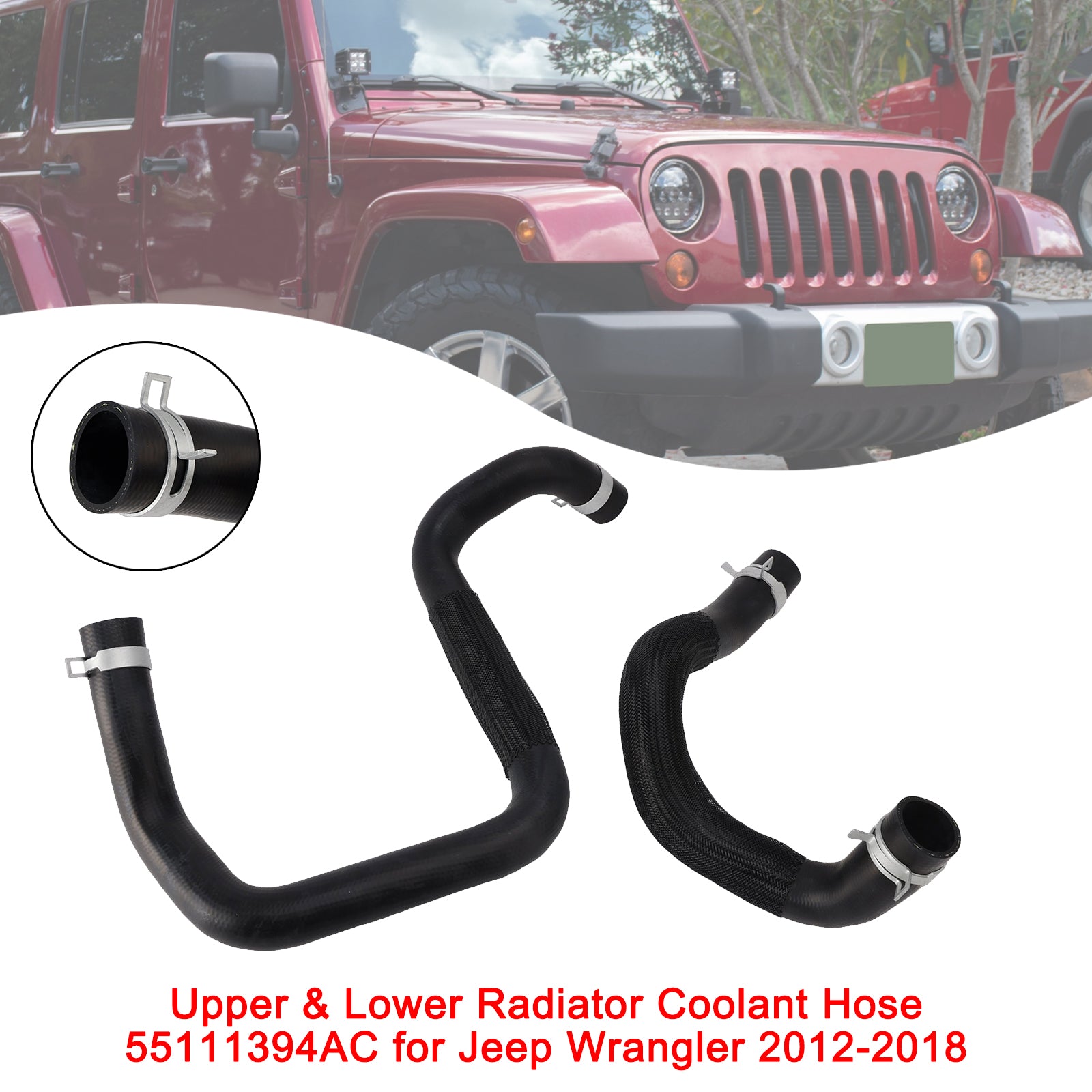 Upper & Lower Radiator Coolant Hose 55111394AC For Jeep Wrangler 2012-2018