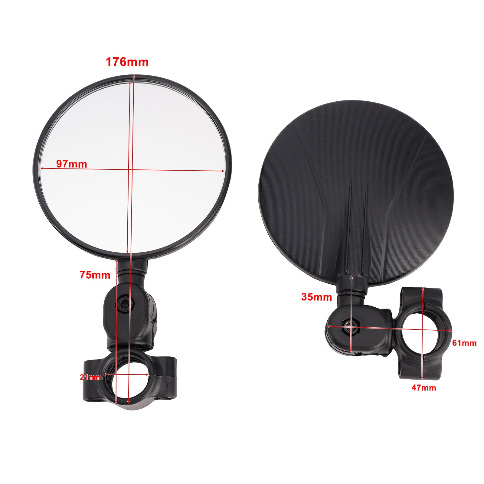 Black Adjustable Handlebar Mirror Folding Mirrors For 22-24 mm Enduro Handle bar