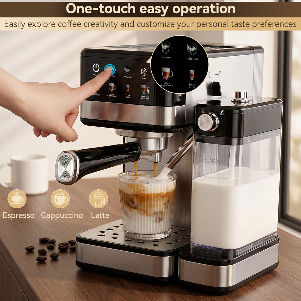20 Bar Espresso Machine With Automatic Milk Frother Cappuccino Latte Machines