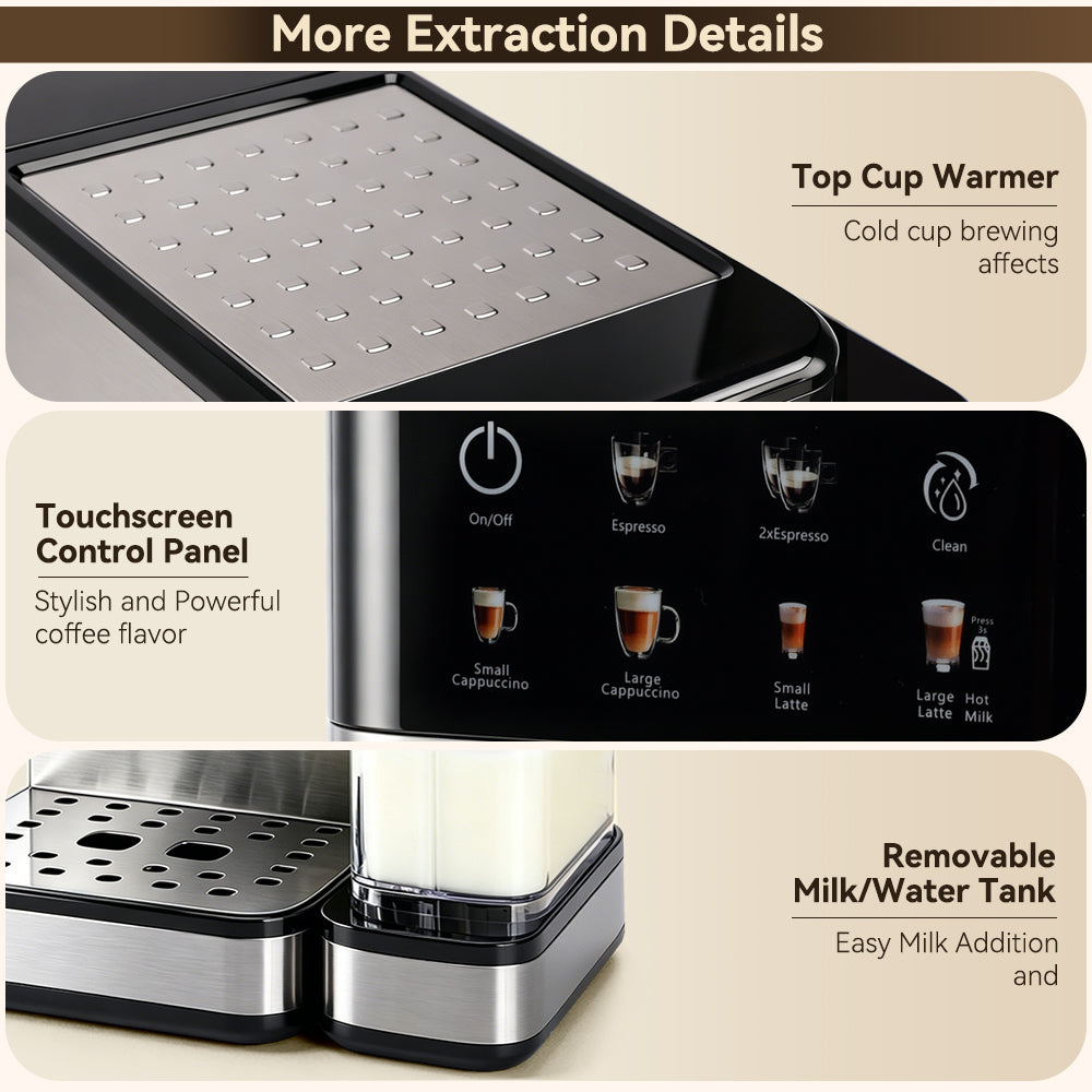 20 Bar Espresso Machine With Automatic Milk Frother Cappuccino Latte Machines