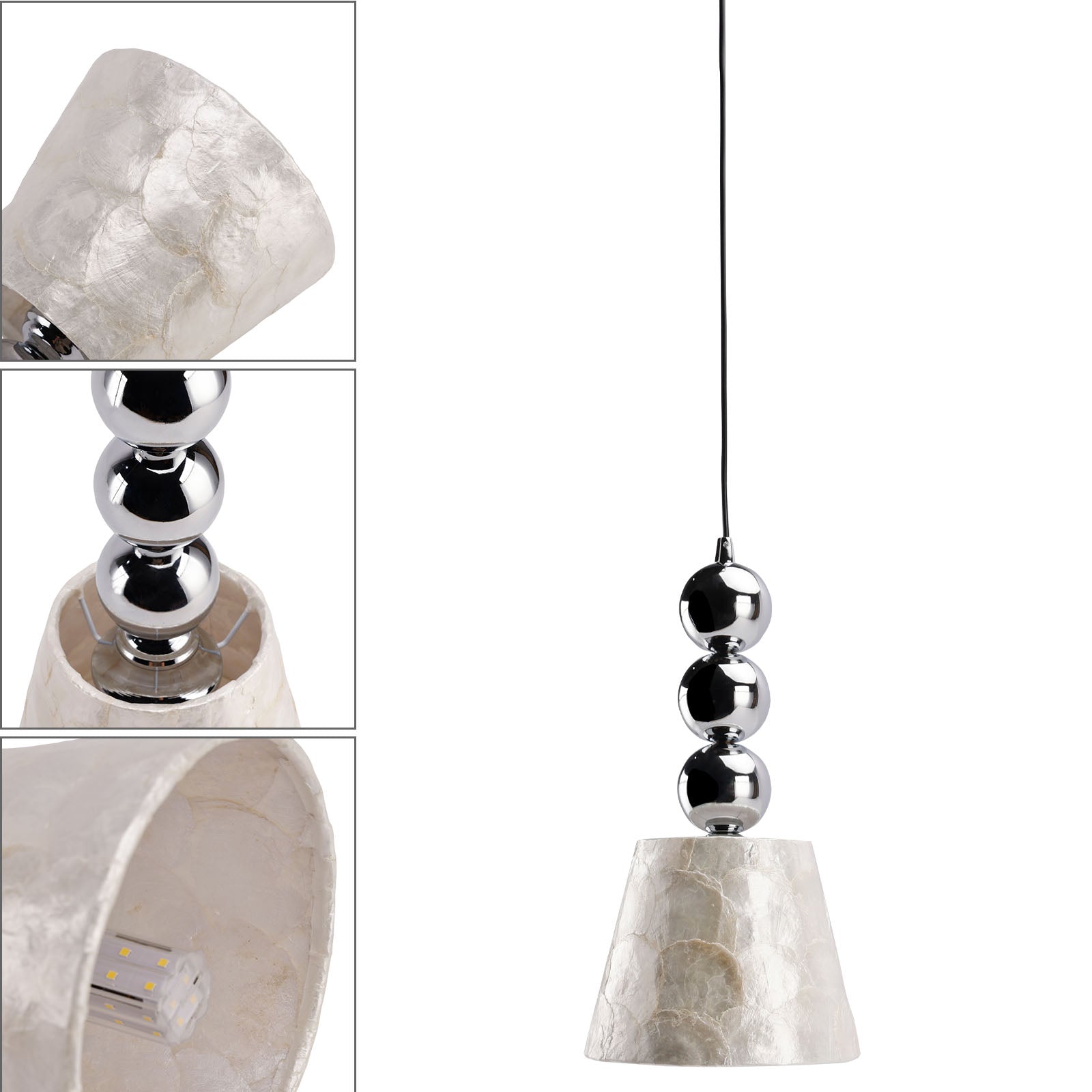 1-light 6.9" Natural Capiz Seashell Pendant Light
