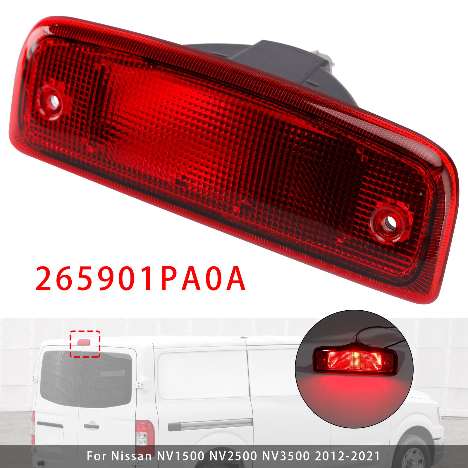 Third Brake Light Assembly 923-153 For Nissan NV1500 NV2500 NV3500 2012-2021