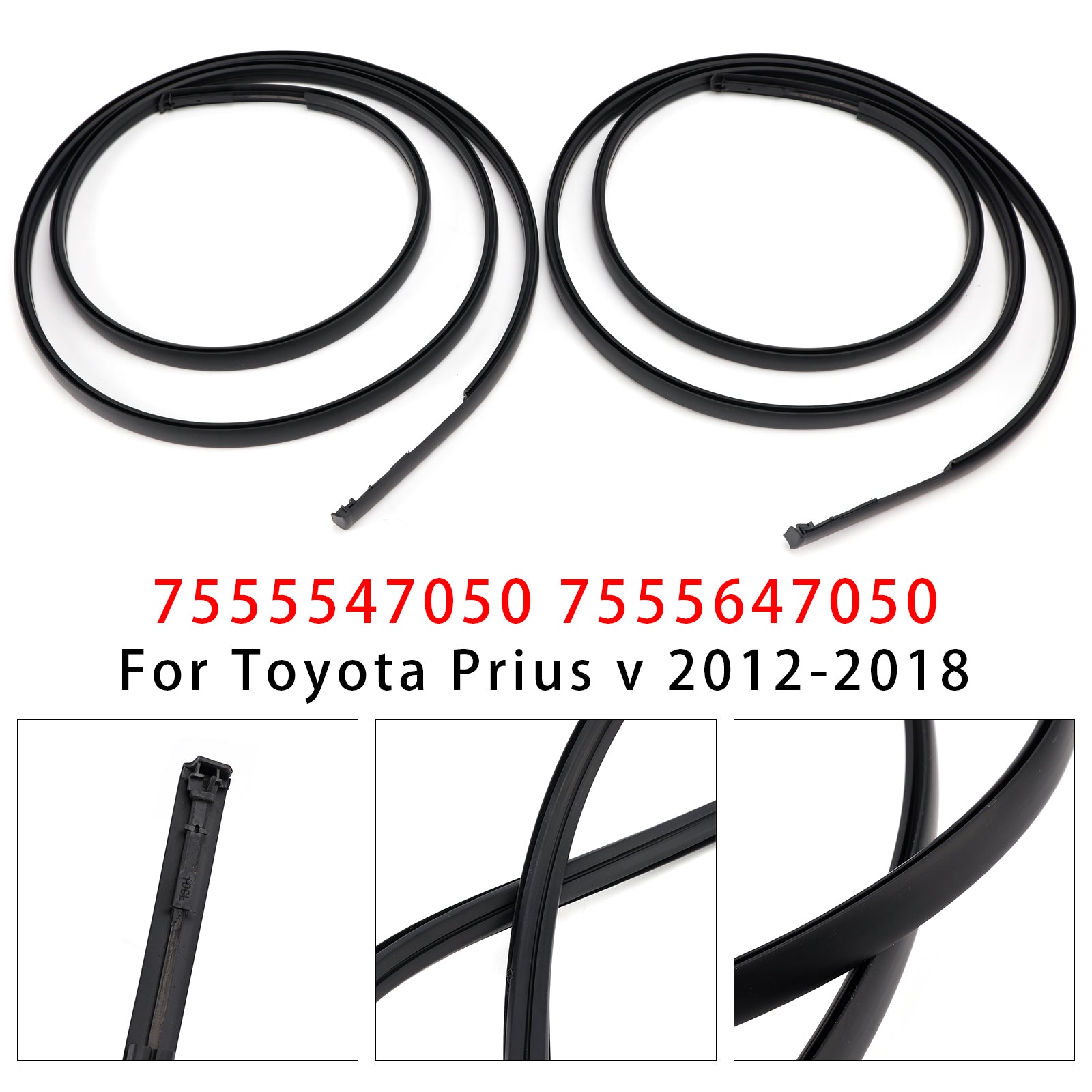 2PCS Left+Right Roof Drip Molding Trim For Toyota Prius V 2012-2018