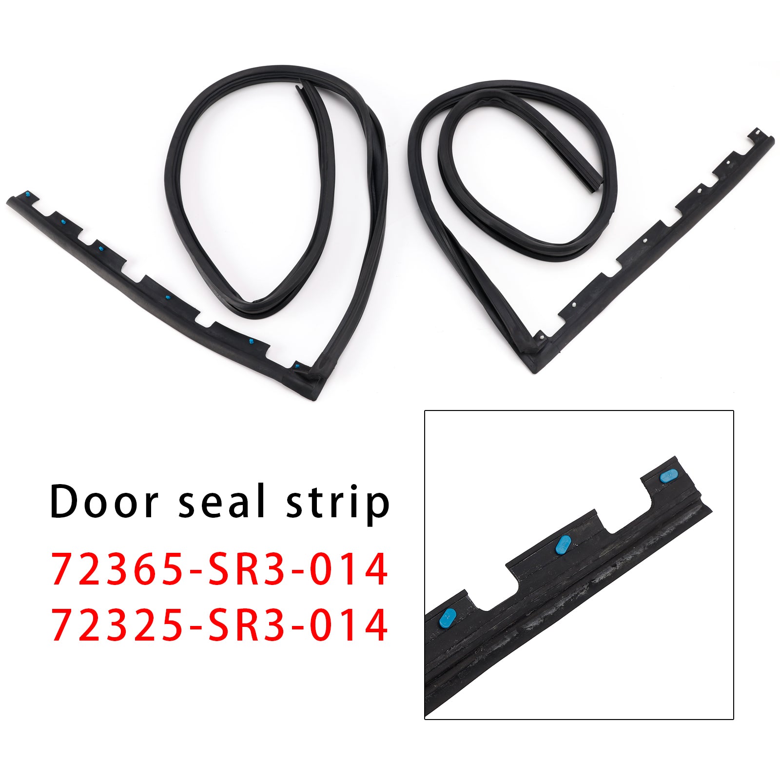 2PCS Front Door Sub Seal Rubber Set For Honda Civic 2Dr 3Dr 1992-1995 Eg6 Eg4