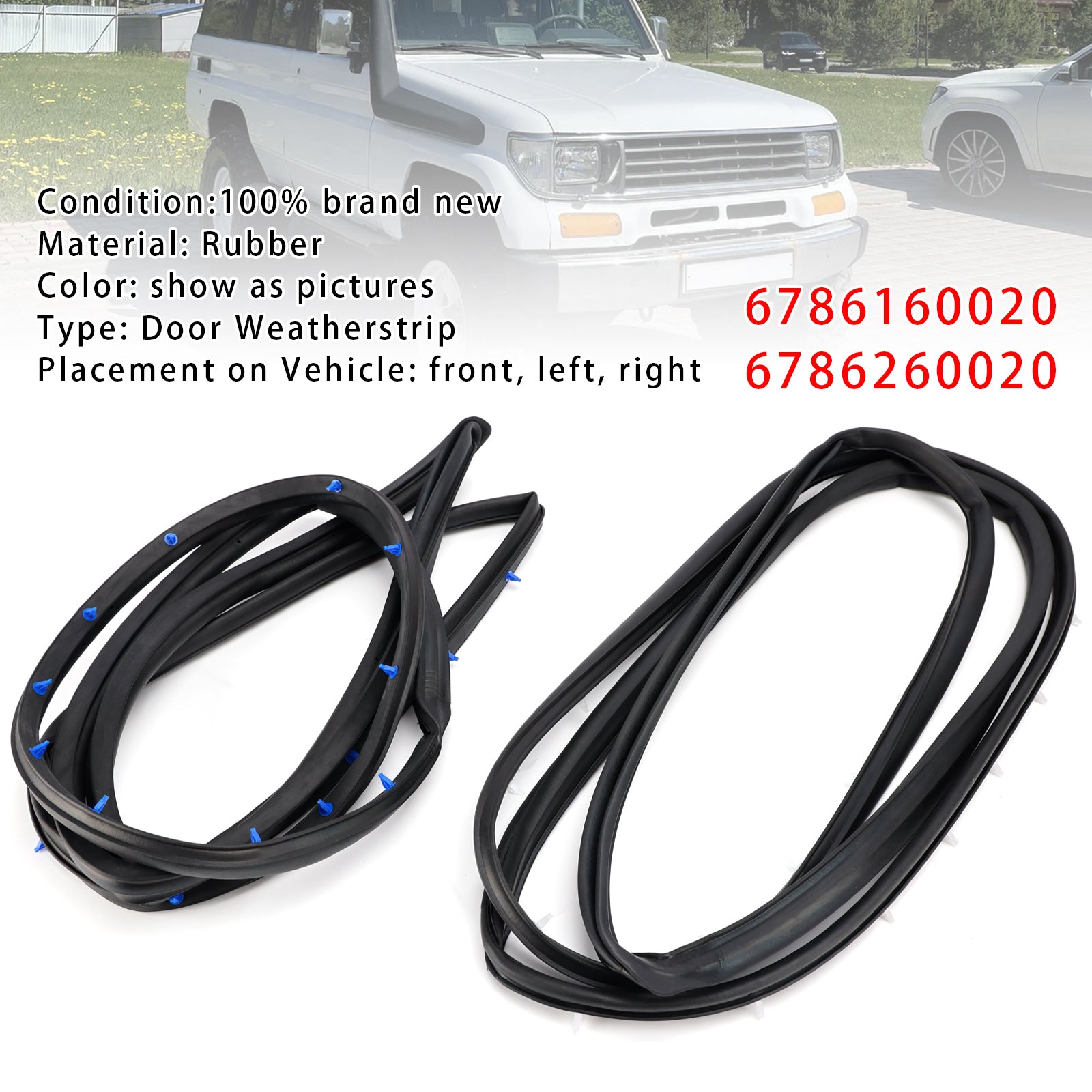 2Pcs Left+Right Front Door Weatherstrip For Toyota Land Cruiser 70 Series