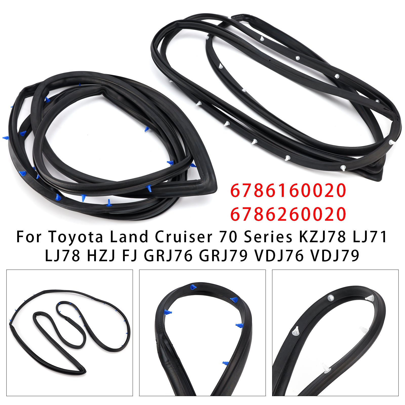 2Pcs Left+Right Front Door Weatherstrip For Toyota Land Cruiser 70 Series