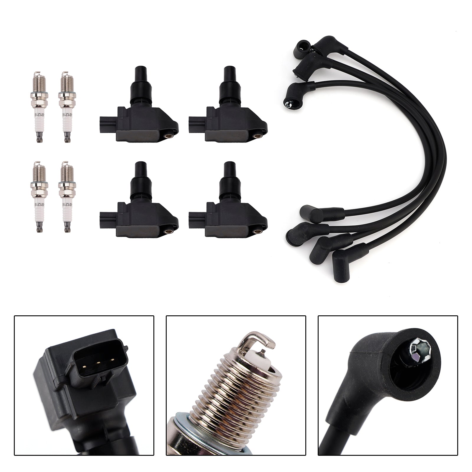 4*Ignition Coils & Iridium Spark Plugs & Wires UF501 For Mazda RX-8 1.3L R2