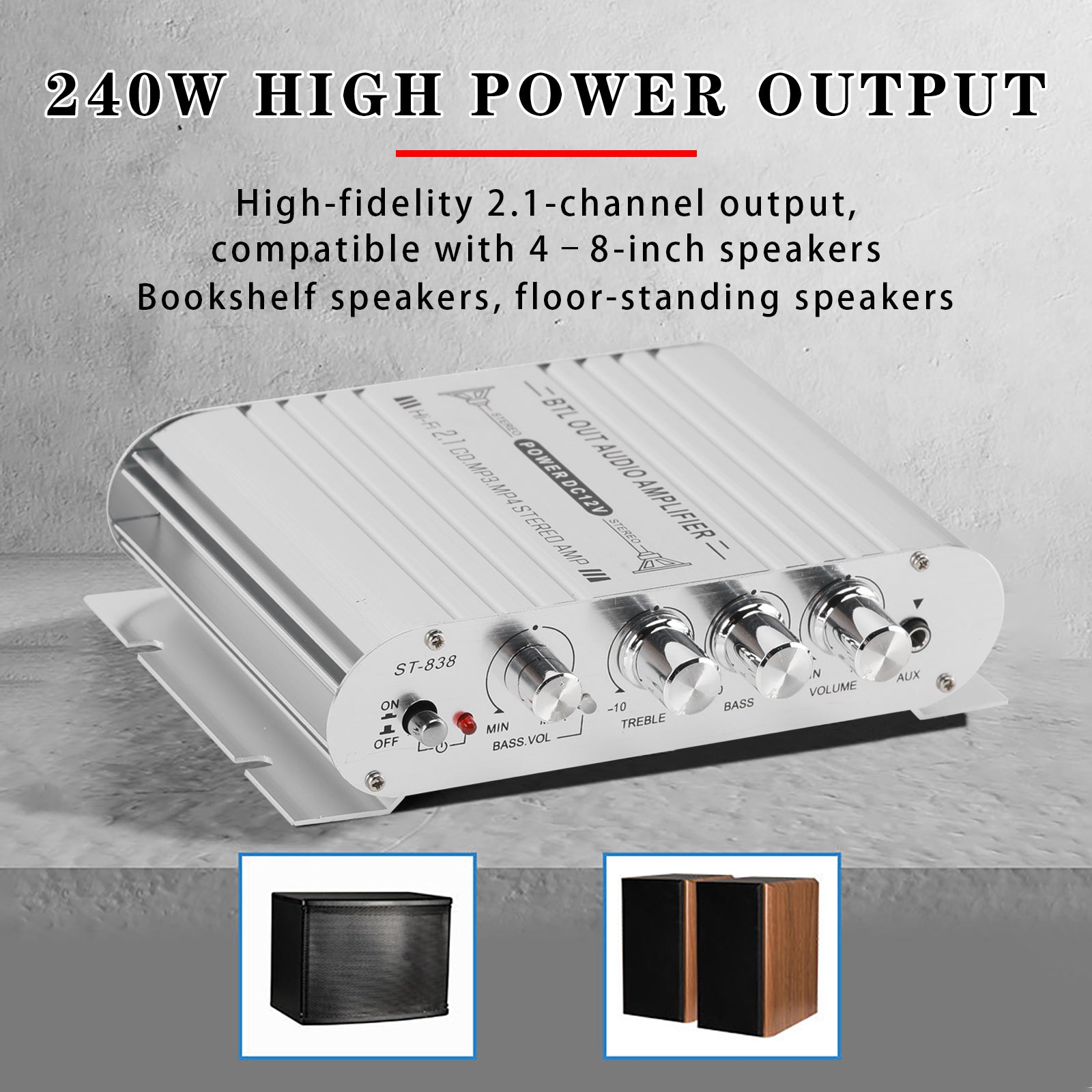 2.1 Bluetooth Stereo Hifi Car Home Car Audio Car Amplifier AMP Sound Speaker EDR