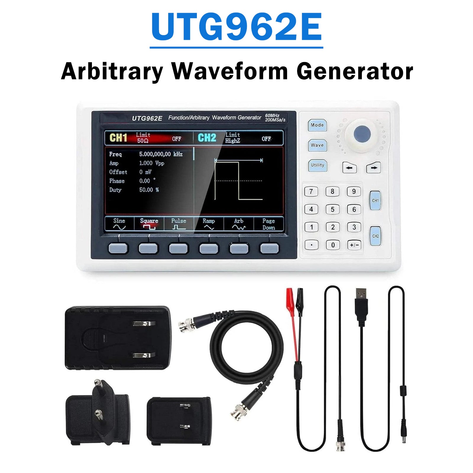 UTG962E Arbitrary Waveform Generator Function Generator Kit 60Mhz 200MSa/s