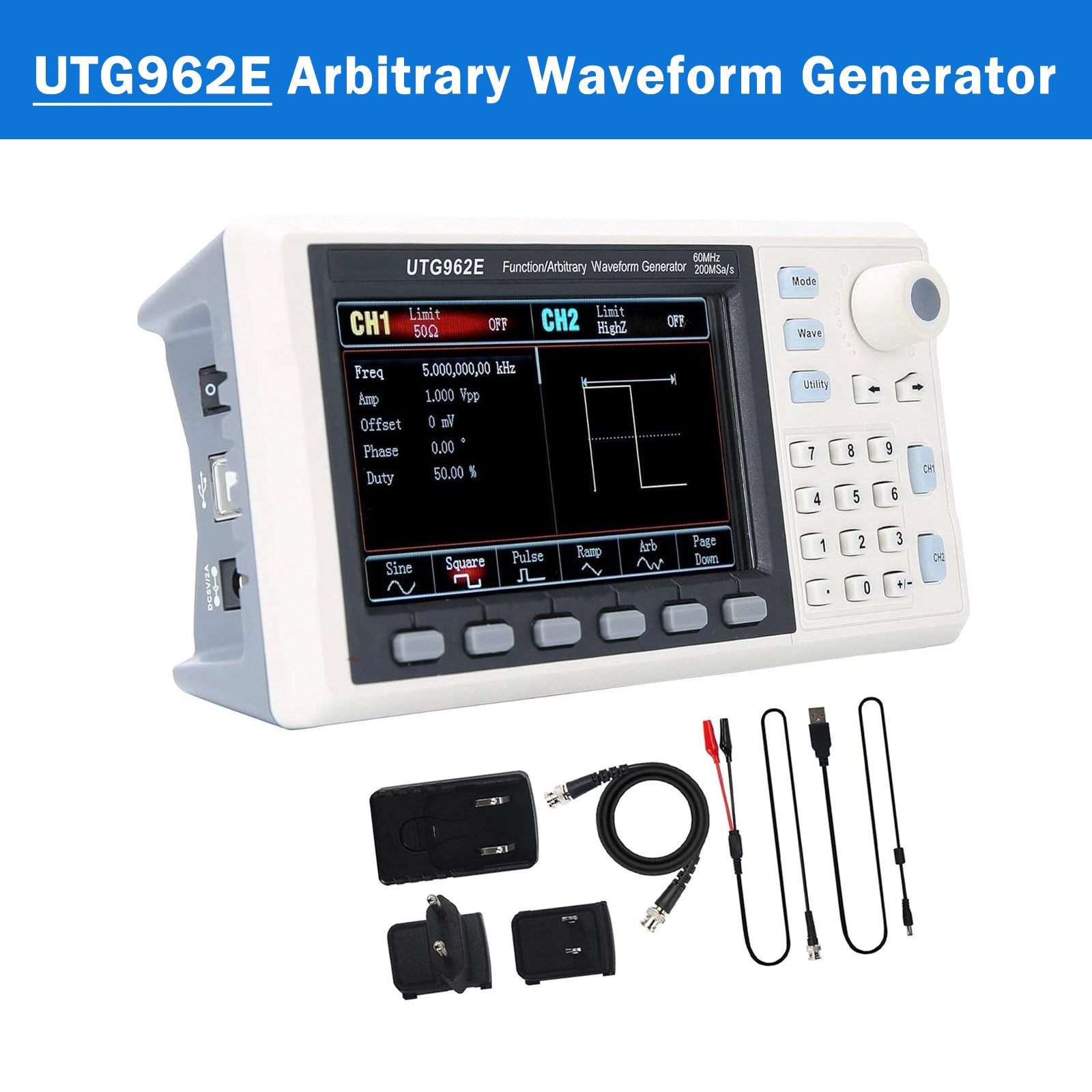 UTG962E Arbitrary Waveform Generator Function Generator Kit 60Mhz 200MSa/s