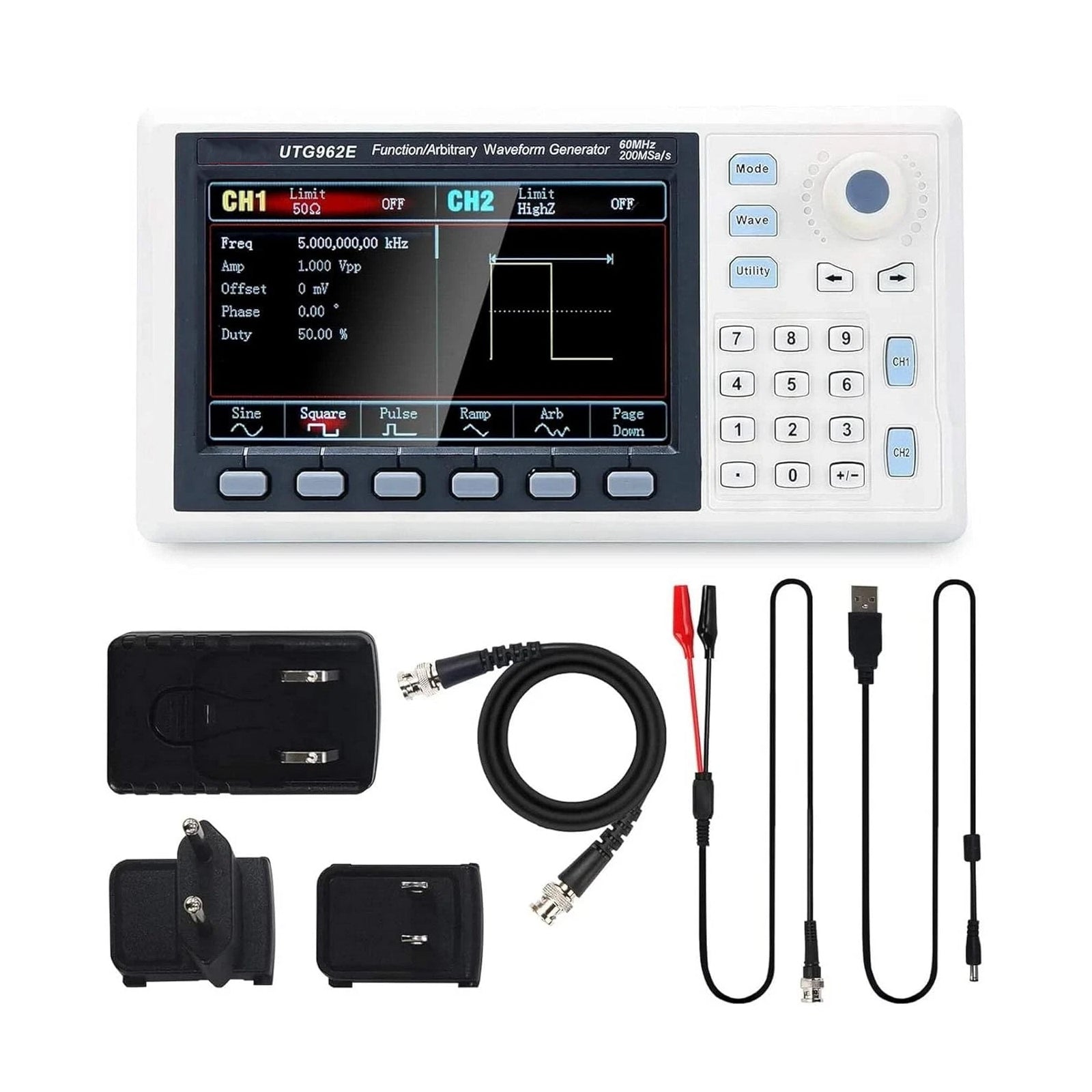 UTG962E Arbitrary Waveform Generator Function Generator Kit 60Mhz 200MSa/s