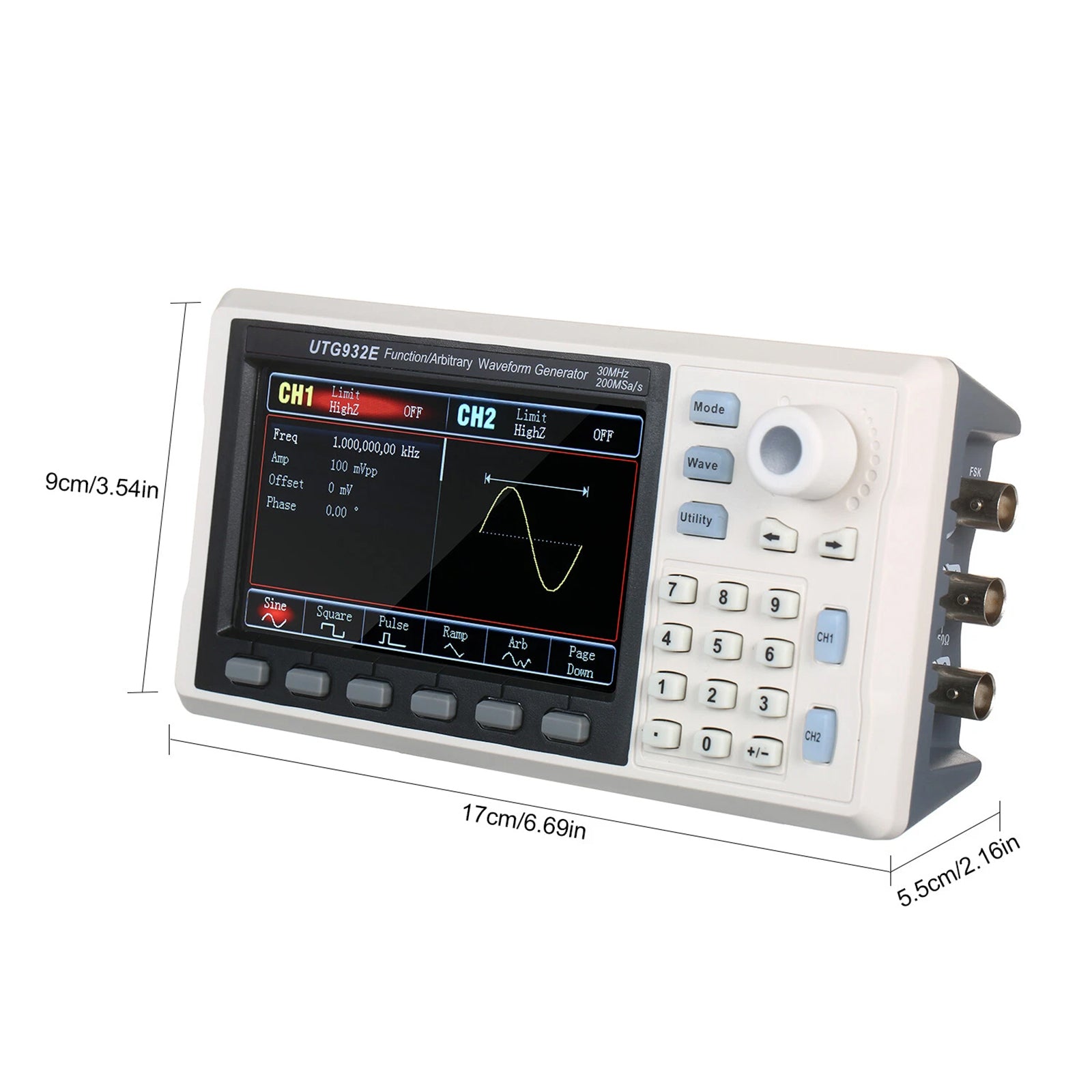 UTG932E Arbitrary Waveform Generator Function Generator Kit 30Mhz 200MSa/s