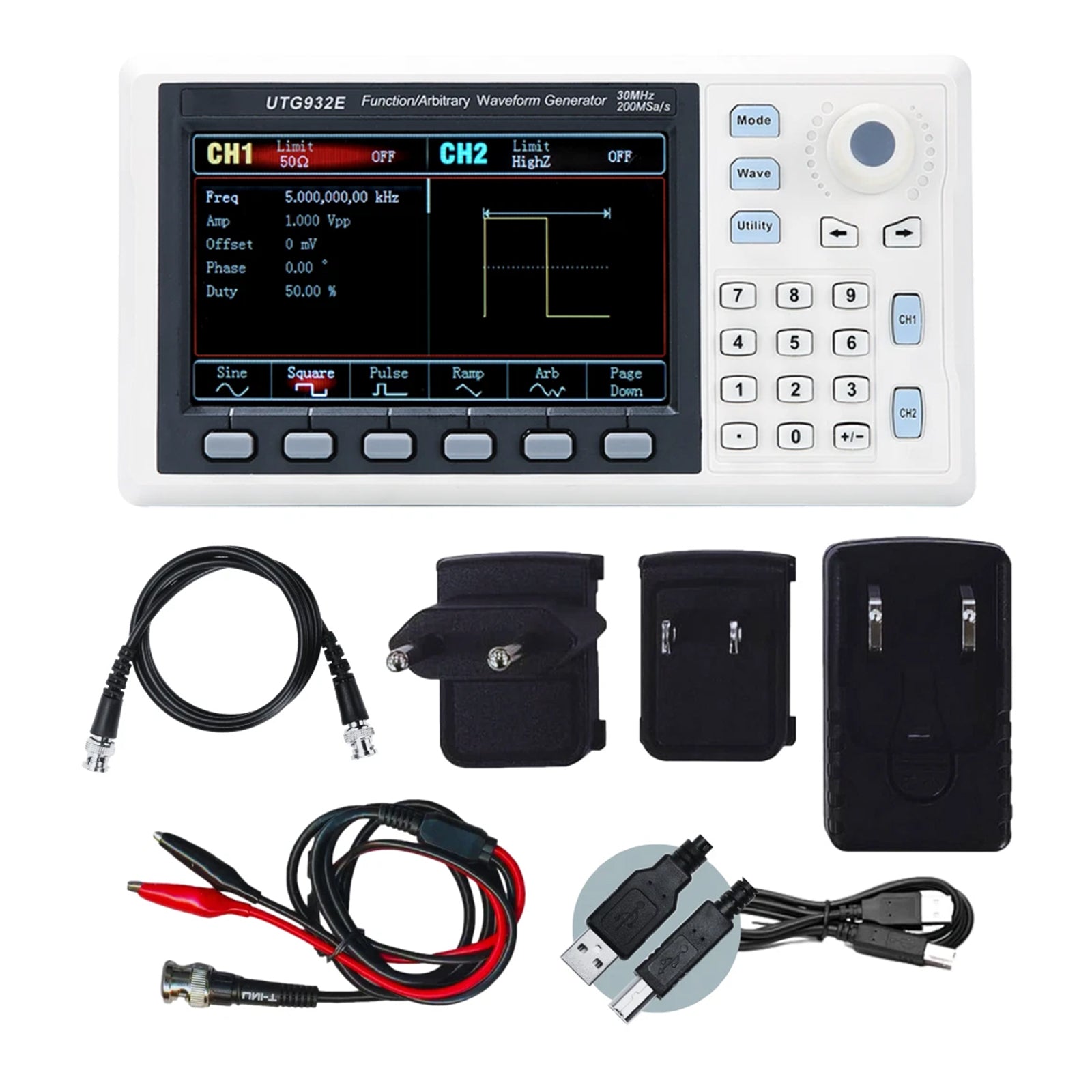 UTG932E Arbitrary Waveform Generator Function Generator Kit 30Mhz 200MSa/s