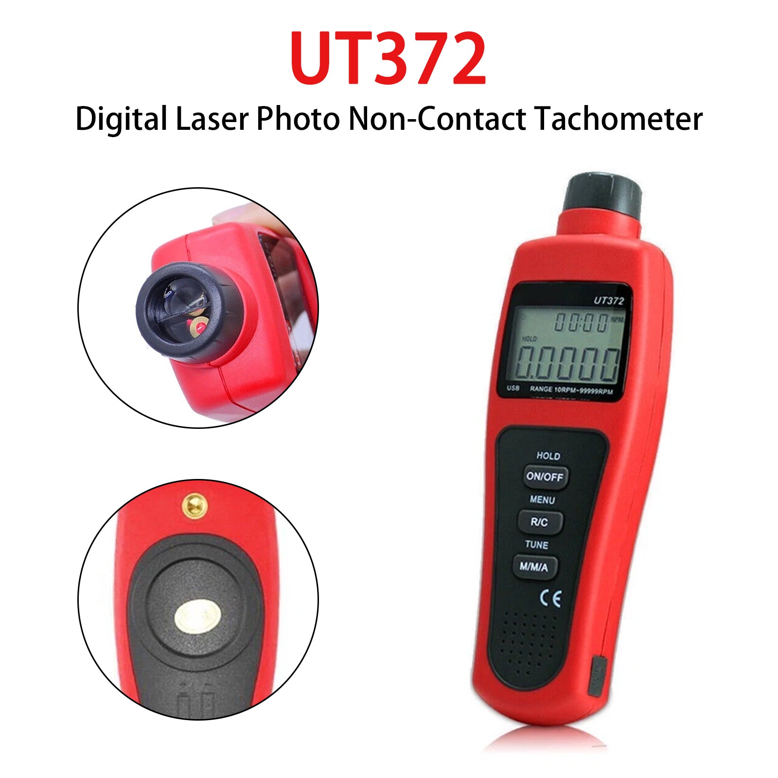 UT372 Digital Laser Photo Non-Contact Tachometer Wide Range USB Interface