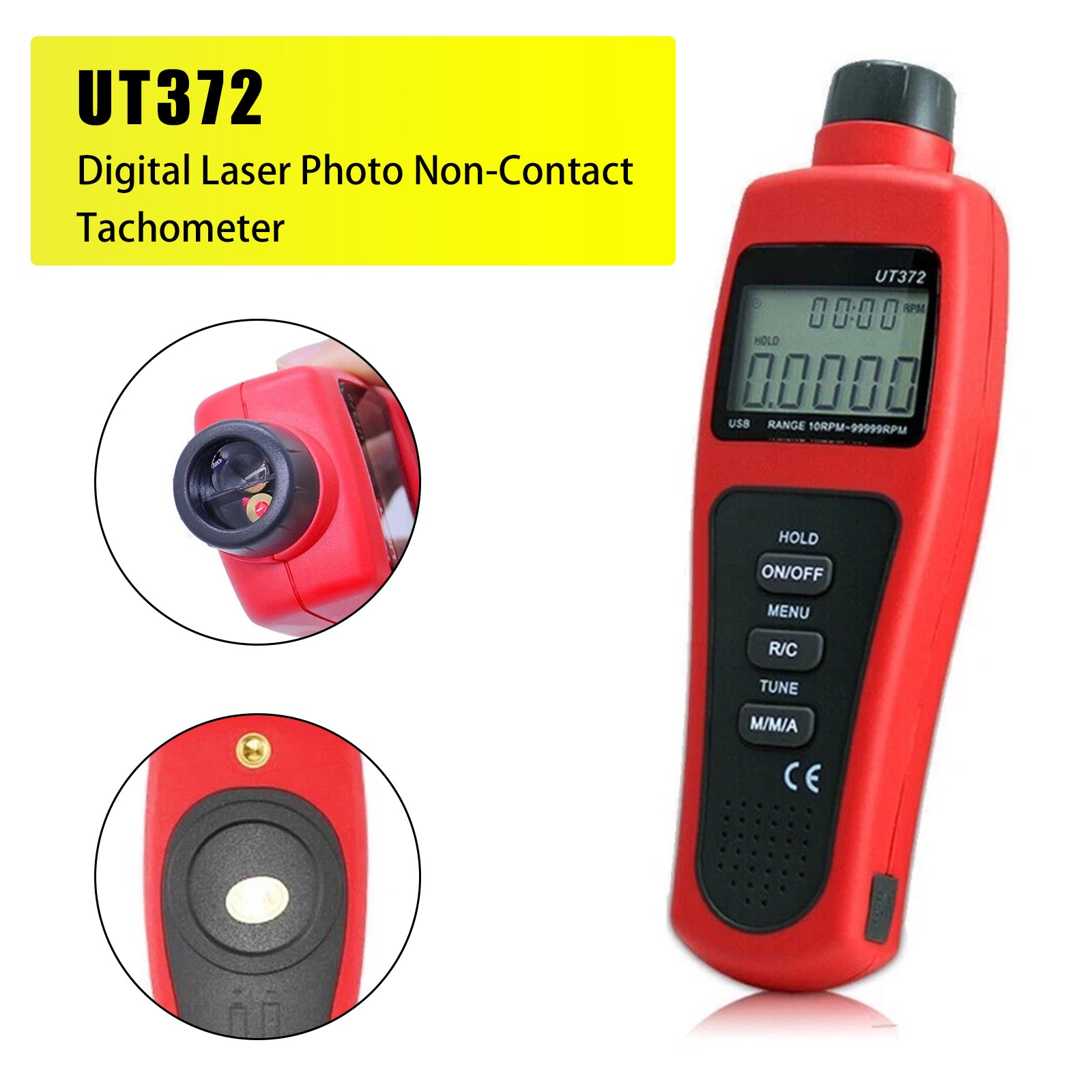 UT372 Digital Laser Photo Non-Contact Tachometer Wide Range USB Interface