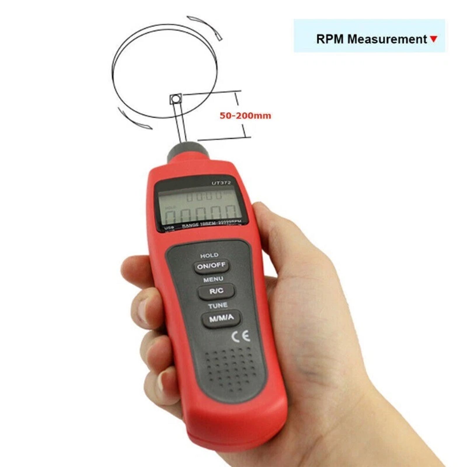 UT372 Digital Laser Photo Non-Contact Tachometer Wide Range USB Interface