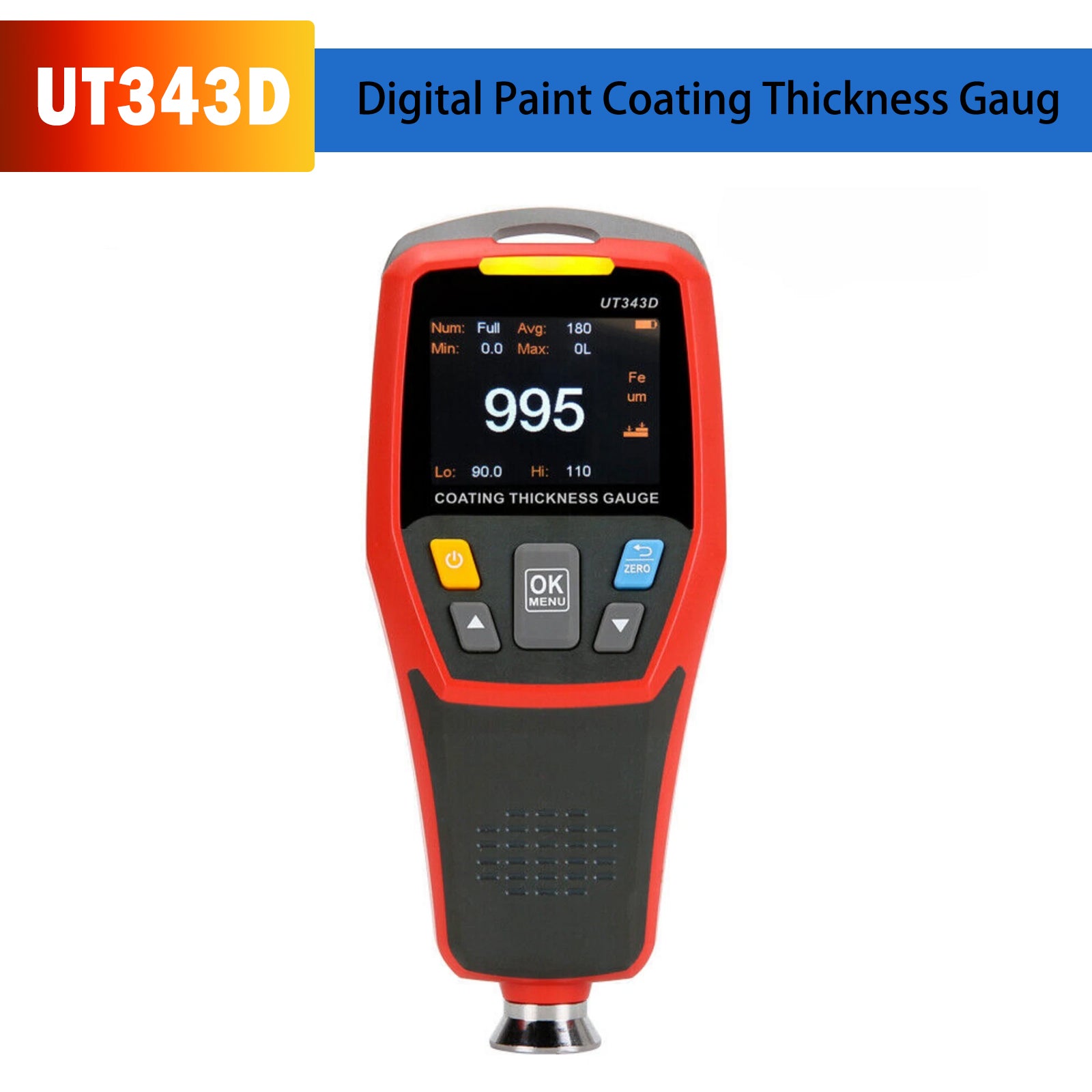 UT343D Digital Paint Coating Thickness Gauge Range 0 to 1250um F/N Probe