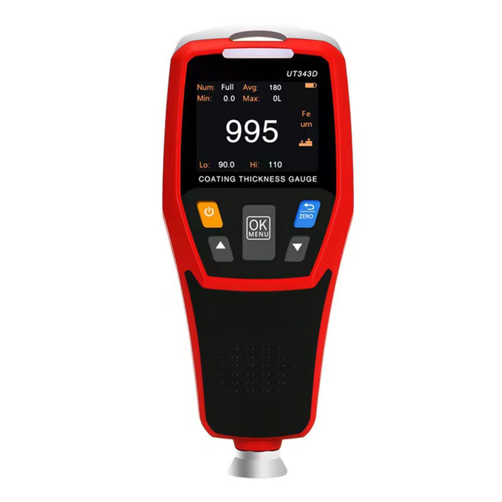 UT343D Digital Paint Coating Thickness Gauge Range 0 to 1250um F/N Probe