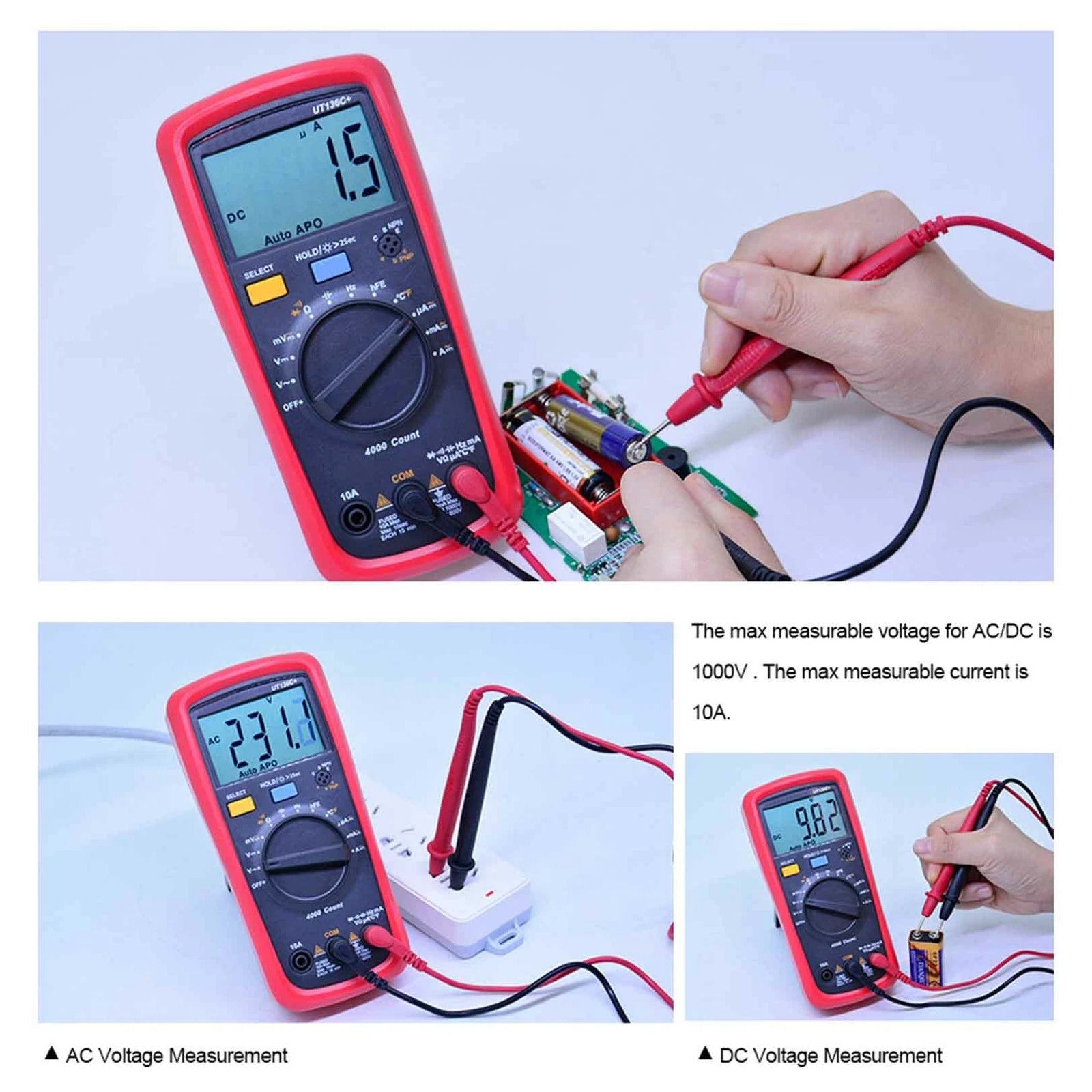 UT136C+ Multimeter Digital Multimeter Tester AC DC Voltmeter Ammeter