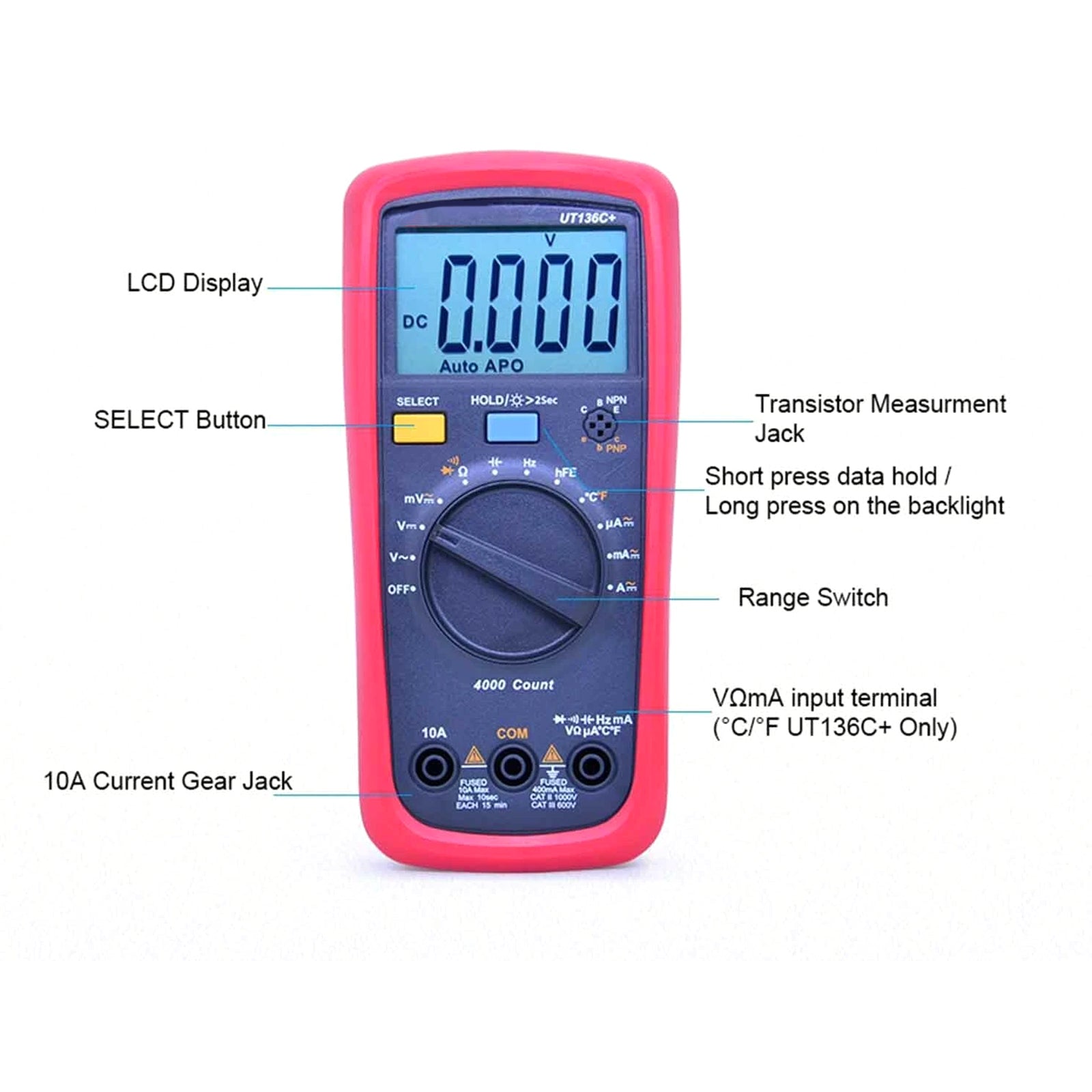 UT136C+ Multimeter Digital Multimeter Tester AC DC Voltmeter Ammeter