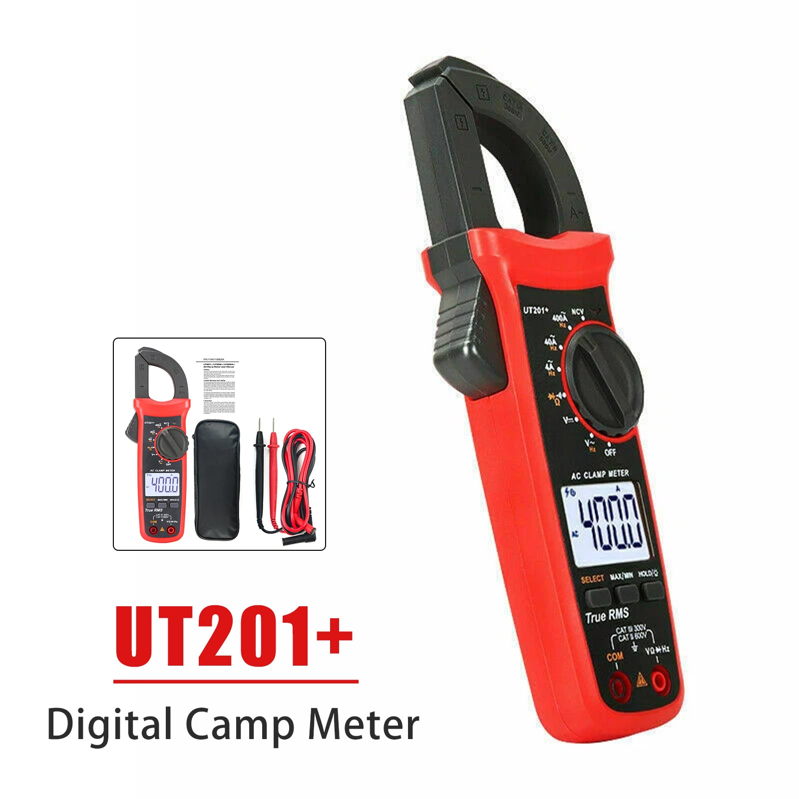 UT201+ Digital Clamp Meter 4000 Counts Multimeter Auto Range True RMS DC Current