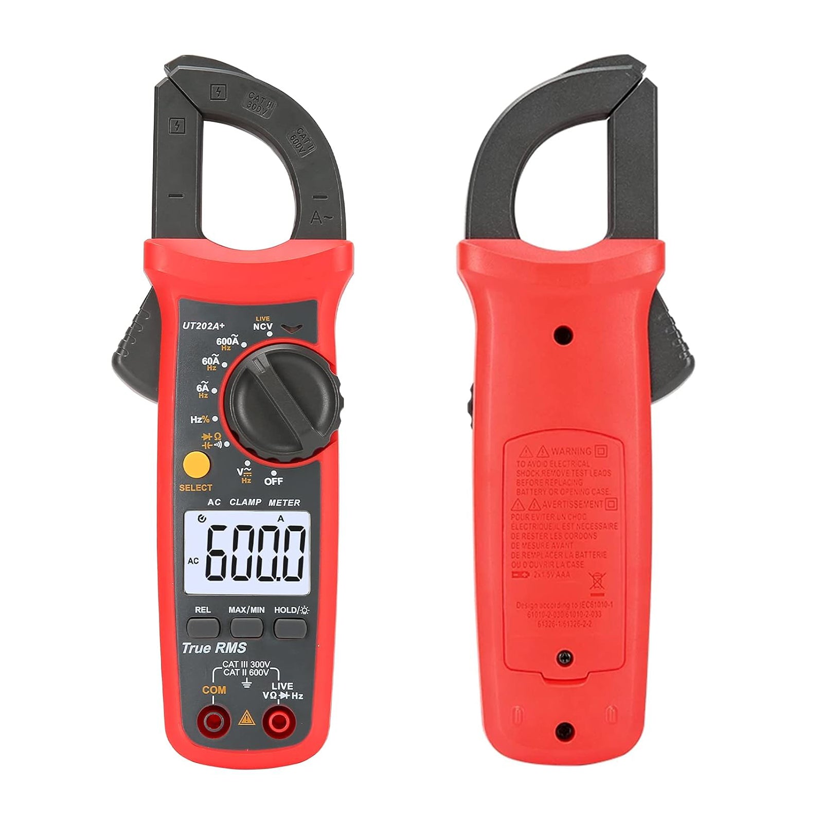 UT202A+ Digital Clamp Meter Multimeter Voltage 600A AC Current Resistance