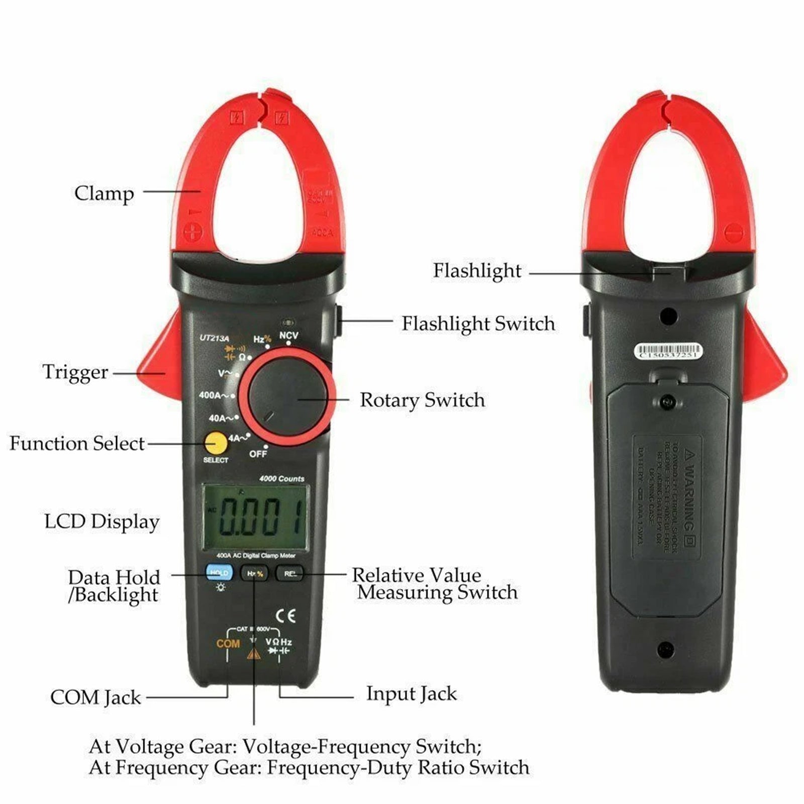 UT213A 400A AC Current Measurements Digital Clamp Meters Auto-Ranging