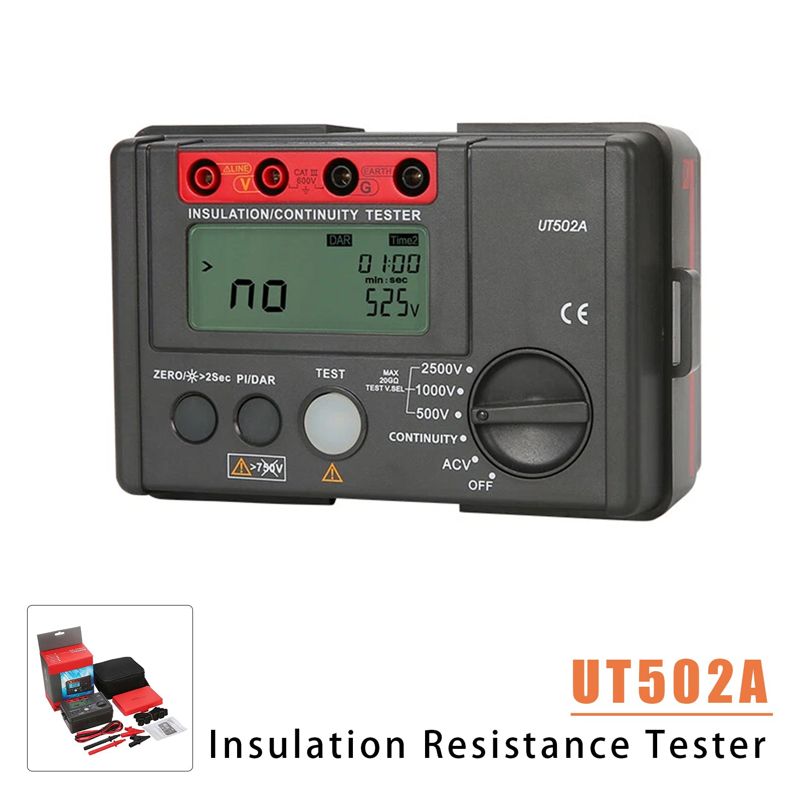 UT502A 2500V Insulation Resistance Meter Ground Tester Megohmmeter Volt