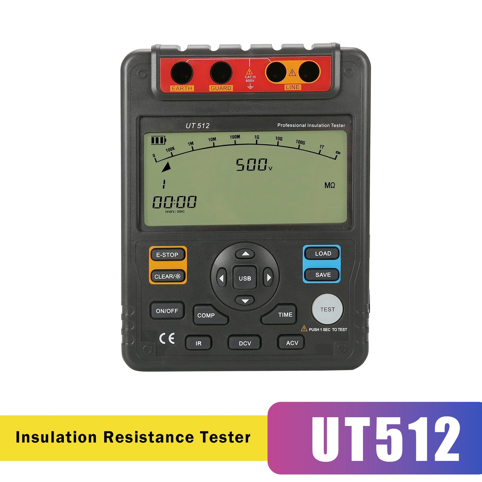 UT512 Insulation Resistance Testers Voltmeter Auto Range 2500V 100GĪ©
