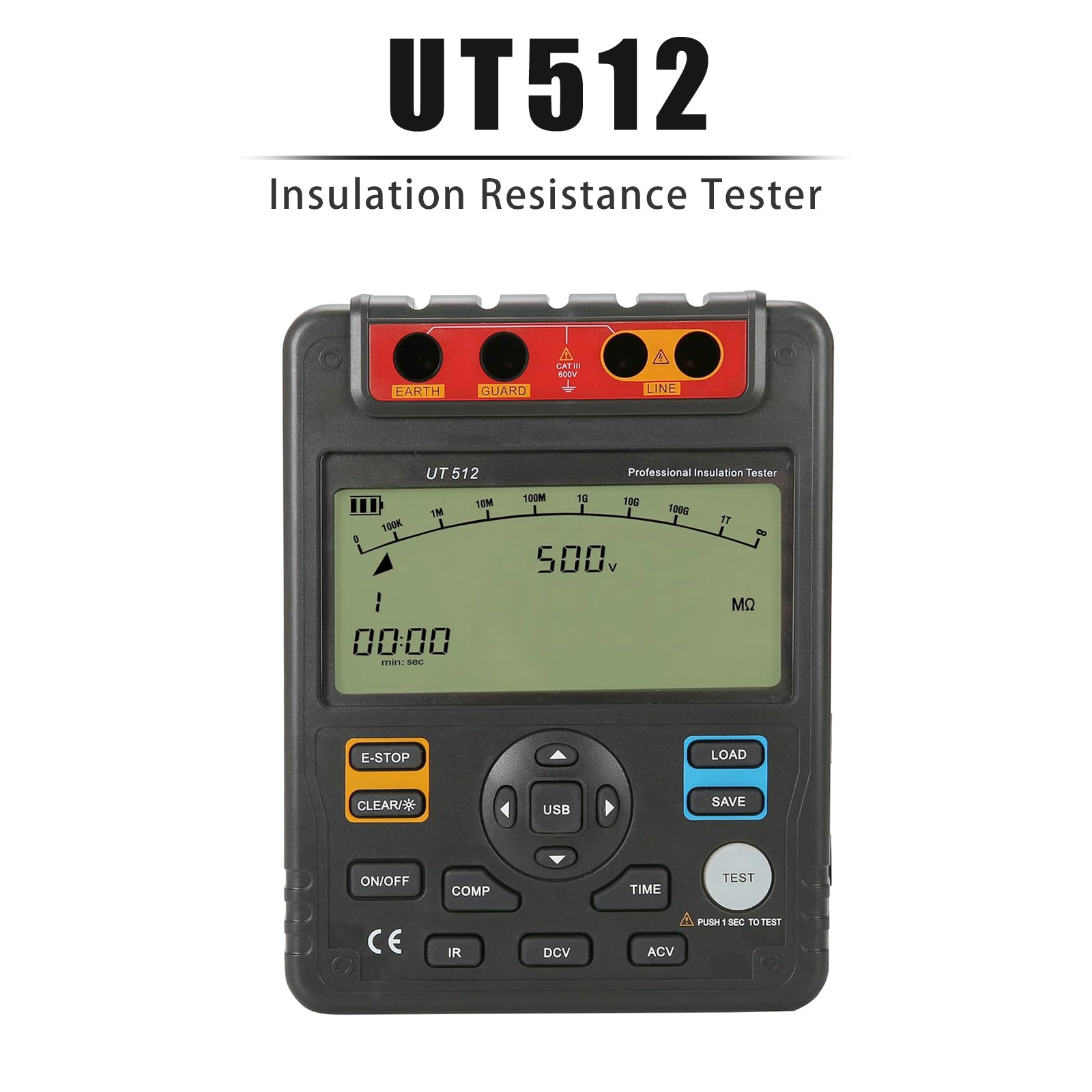 UT512 Insulation Resistance Testers Voltmeter Auto Range 2500V 100GĪ©