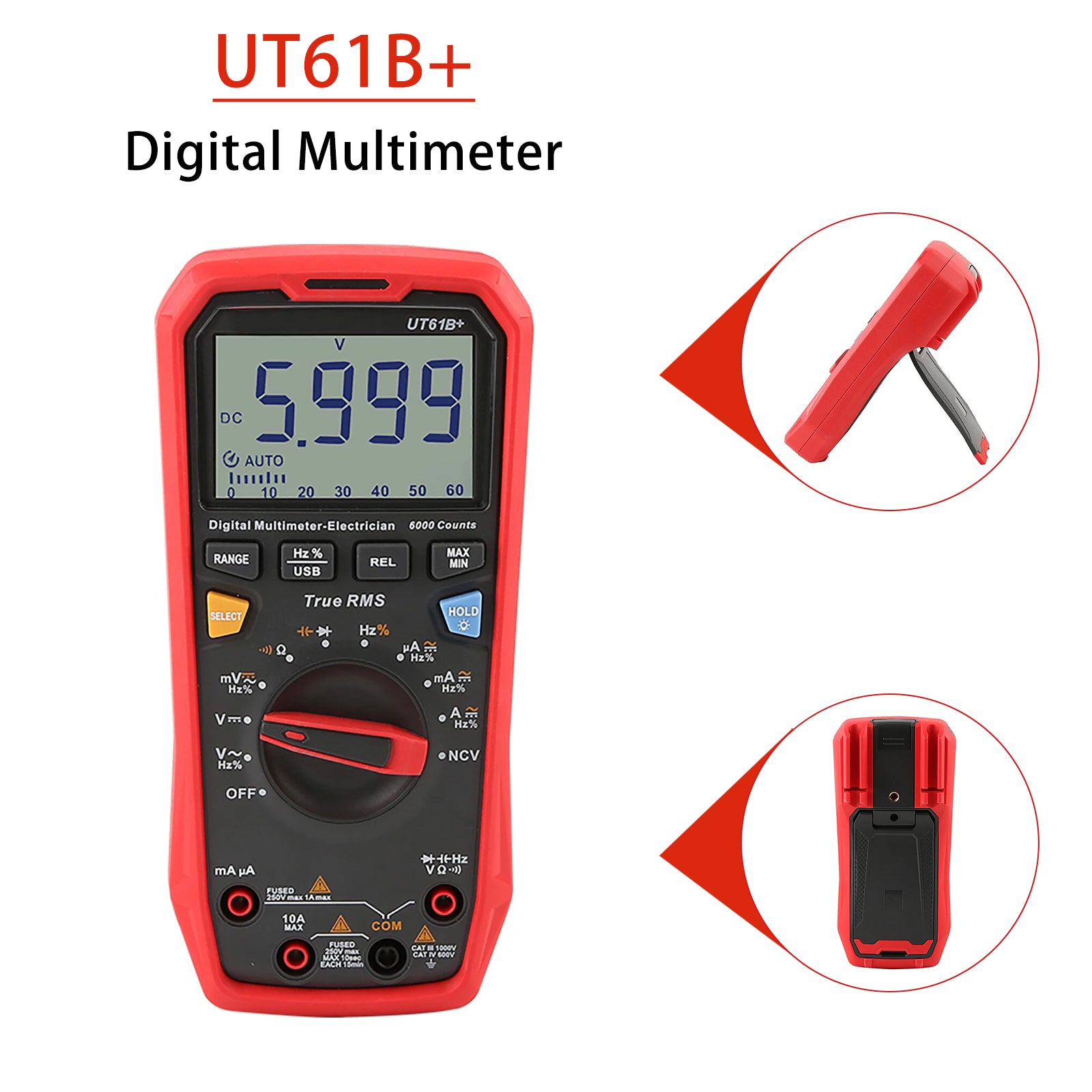 UT61B+ Non-Contact Voltage Tester Ac Dc Voltage Frequency Multimeter