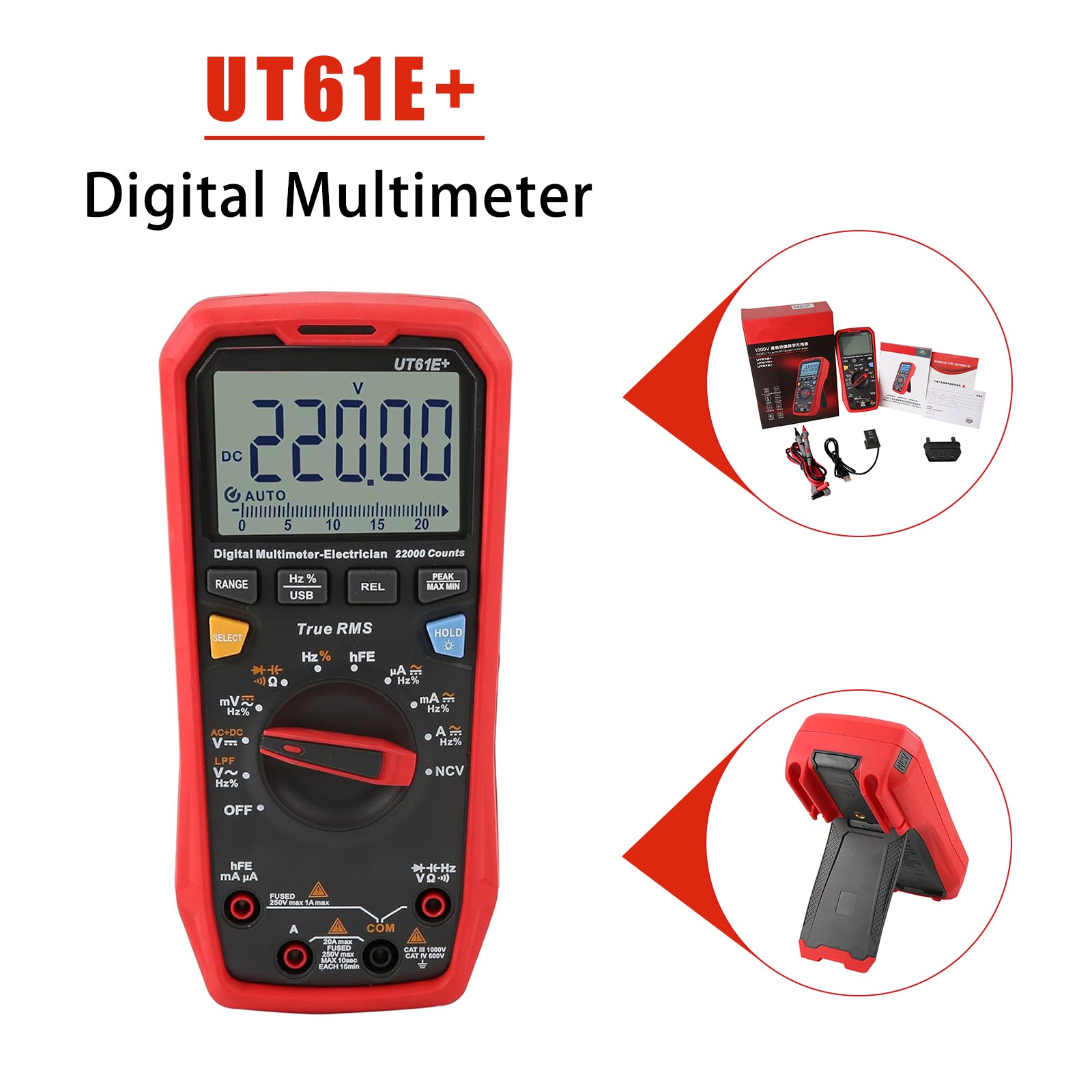 UT61E+ Digital Multimeters AC/DC Modern Digital Auto Ranging Multimeters