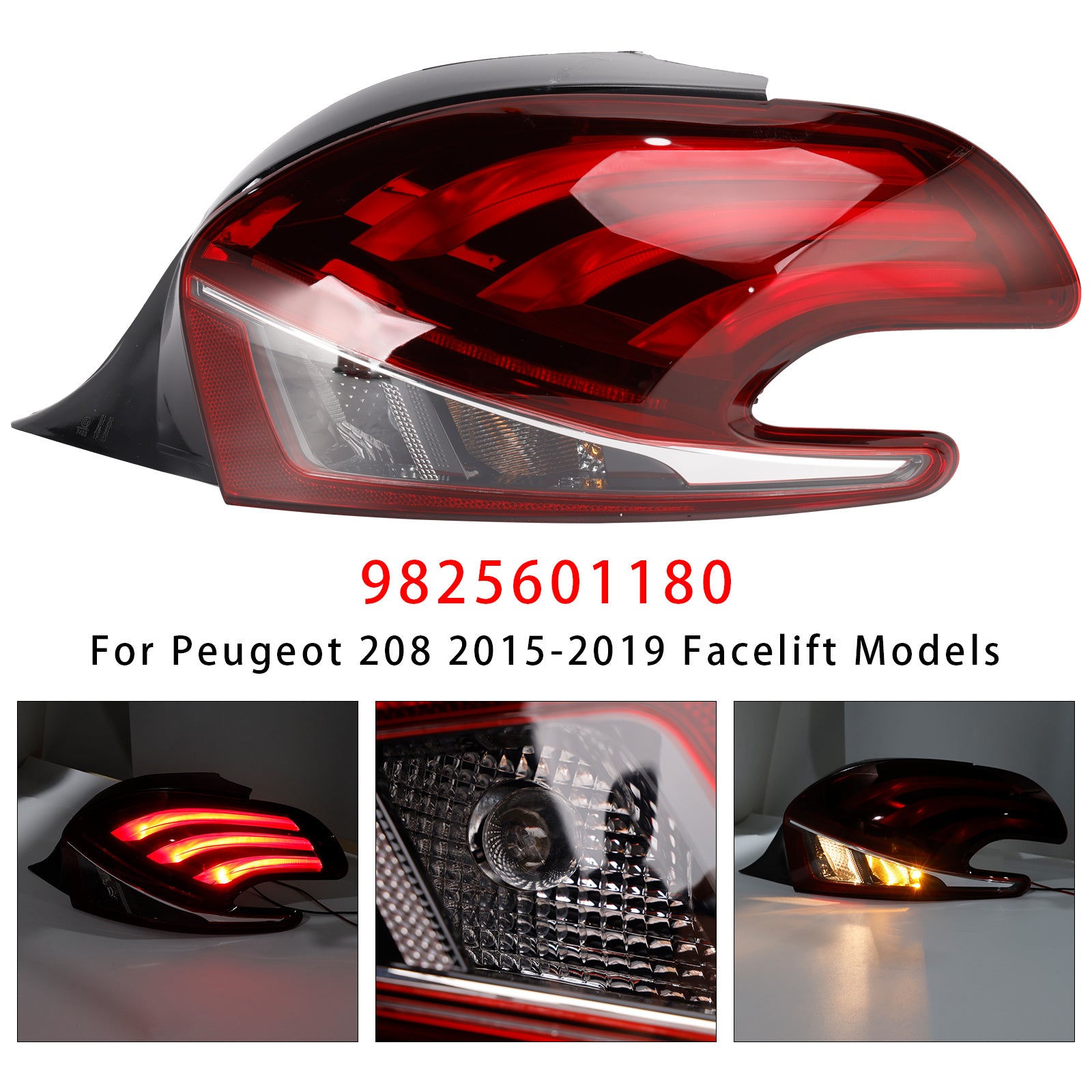 LED Rear Right Tail Light Lamp For Peugeot 208 2015-2019 Facelift Models