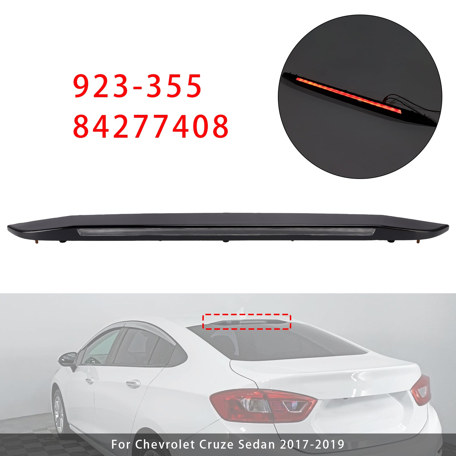 Third Brake Light Lamp 923-355 84277408 For Chevrolet Cruze 2017-2019