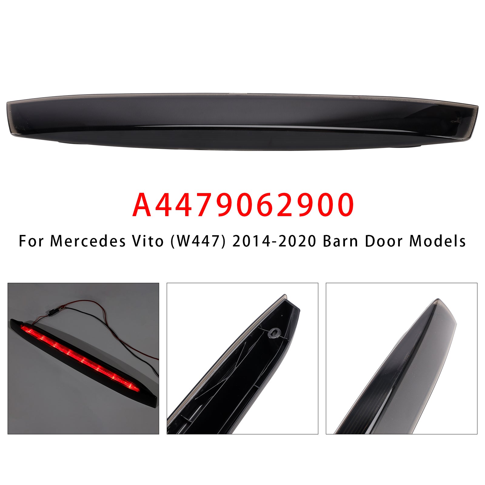 Third Brake Light Lamp For Mercedes Vito (W447) 14-2020 Barn Door Models Smoked