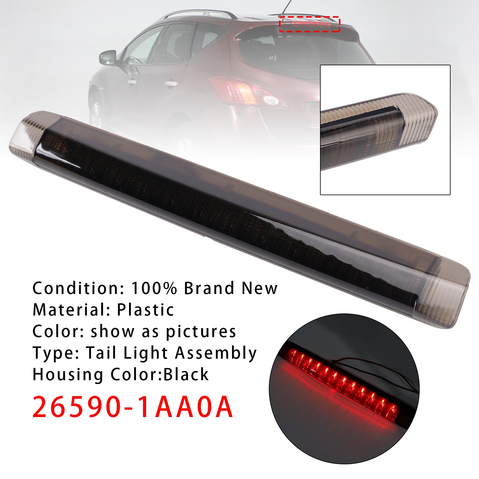 Led Third Brake Light Lamp 26590-1AA0A For Nissan Murano 2009-2014 Smoked