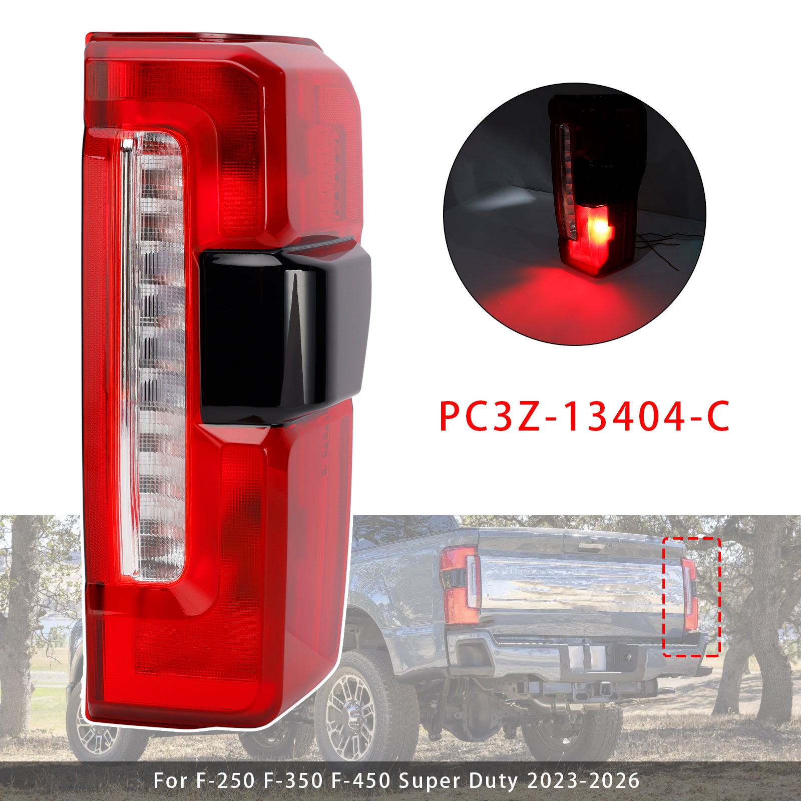 Right LED Tail Light With Blind Spot For Ford F-250 F350 F450 Super Duty 23-2026