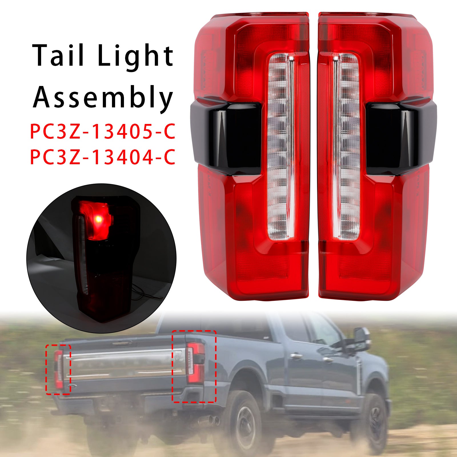 L+R LED Tail Light With Blind Spot For Ford F-250 F350 F450 Super Duty 2023-2026