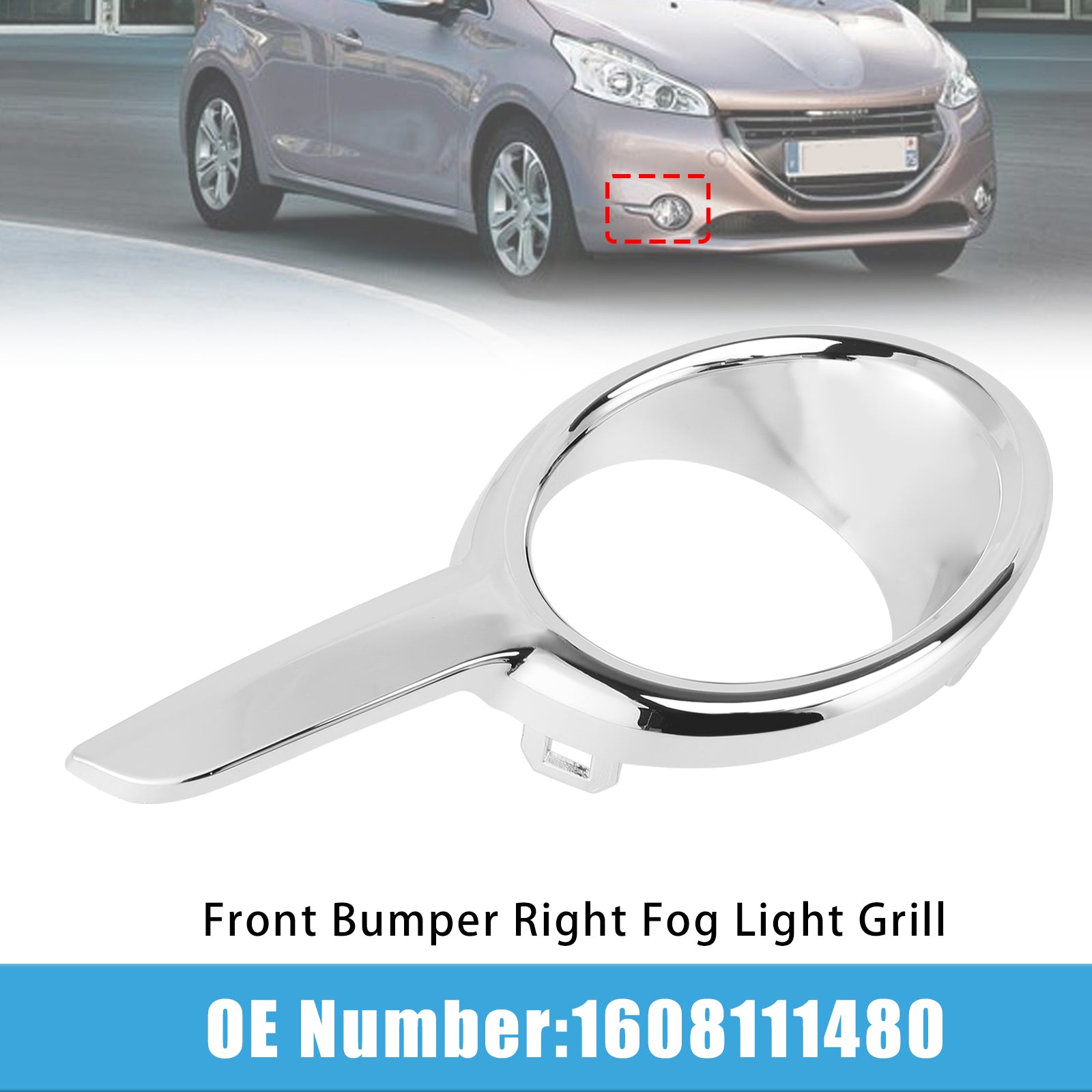 Front Bumper Right Fog Light Grill 1608111480 For Peugeot 208 2012-2015