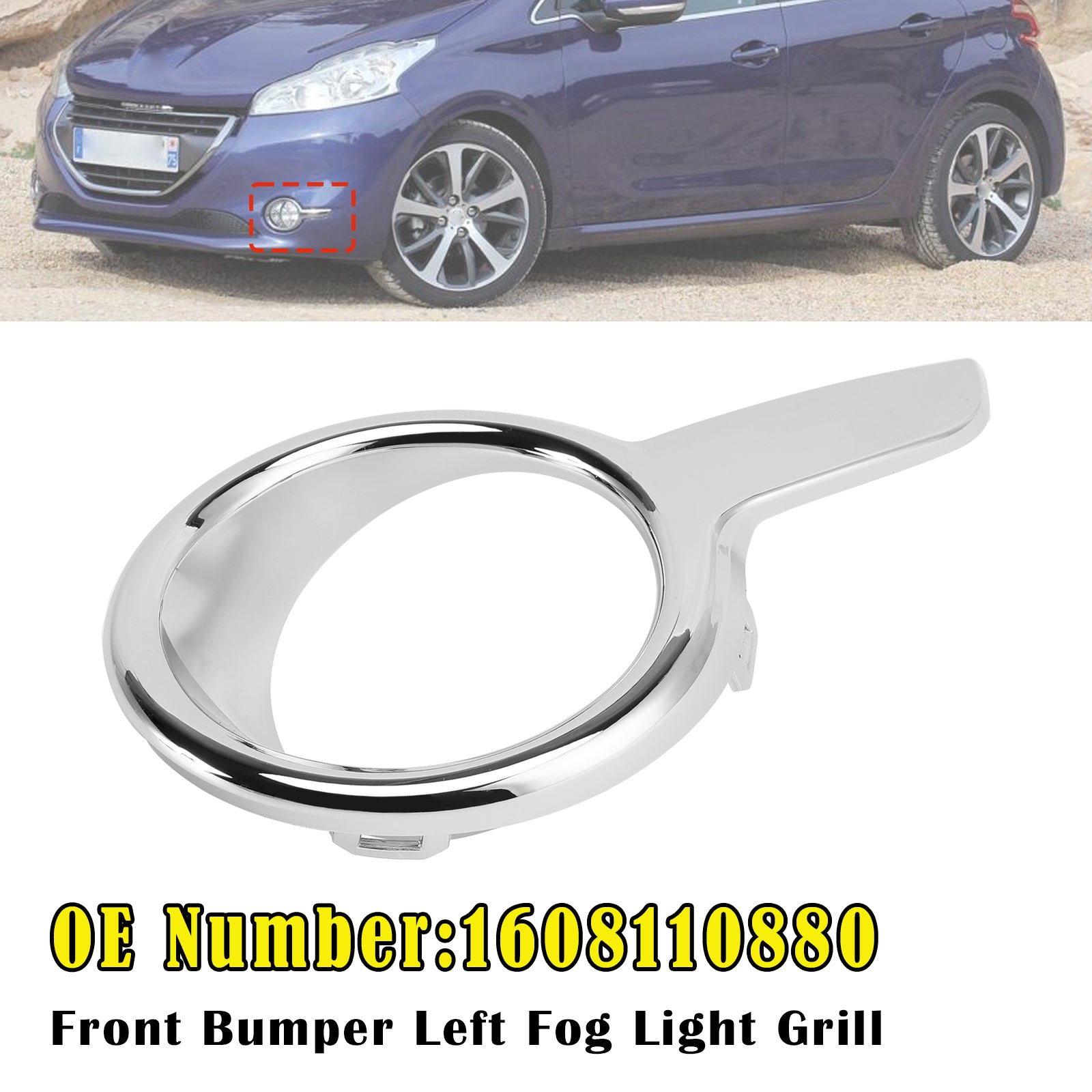 Front Bumper Left Fog Light Grill 1608110880 For Peugeot 208 2012-2015