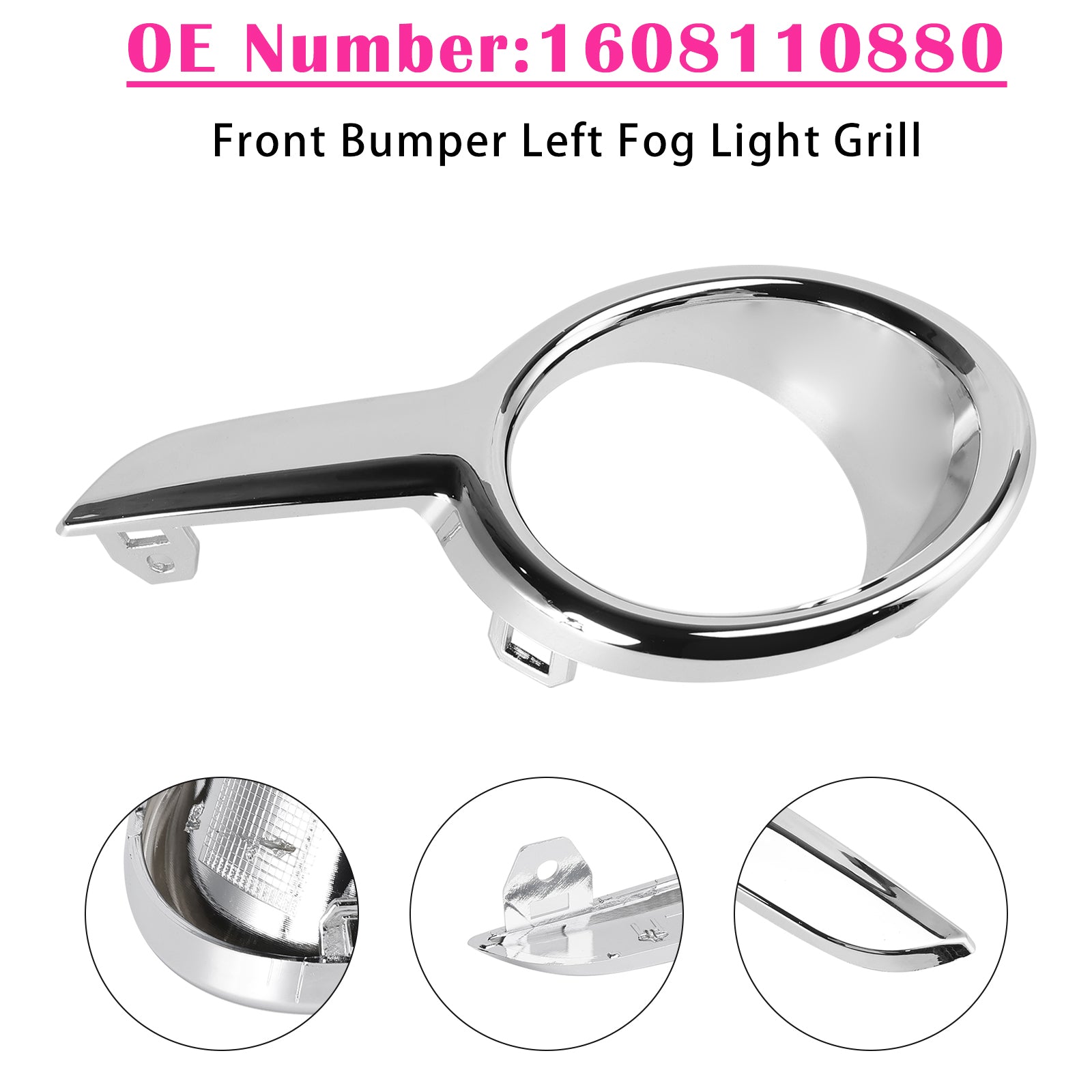 Front Bumper Left Fog Light Grill 1608110880 For Peugeot 208 2012-2015