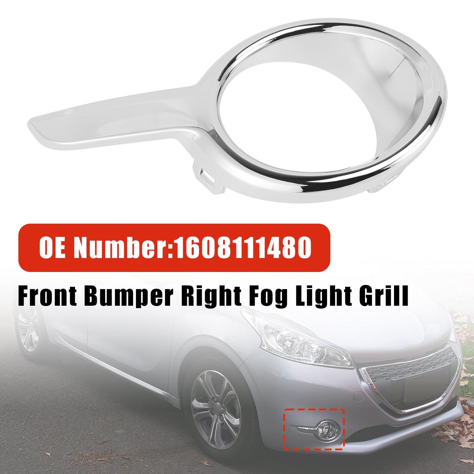 Front Bumper Right Fog Light Grill 1608111480 For Peugeot 208 2012-2015