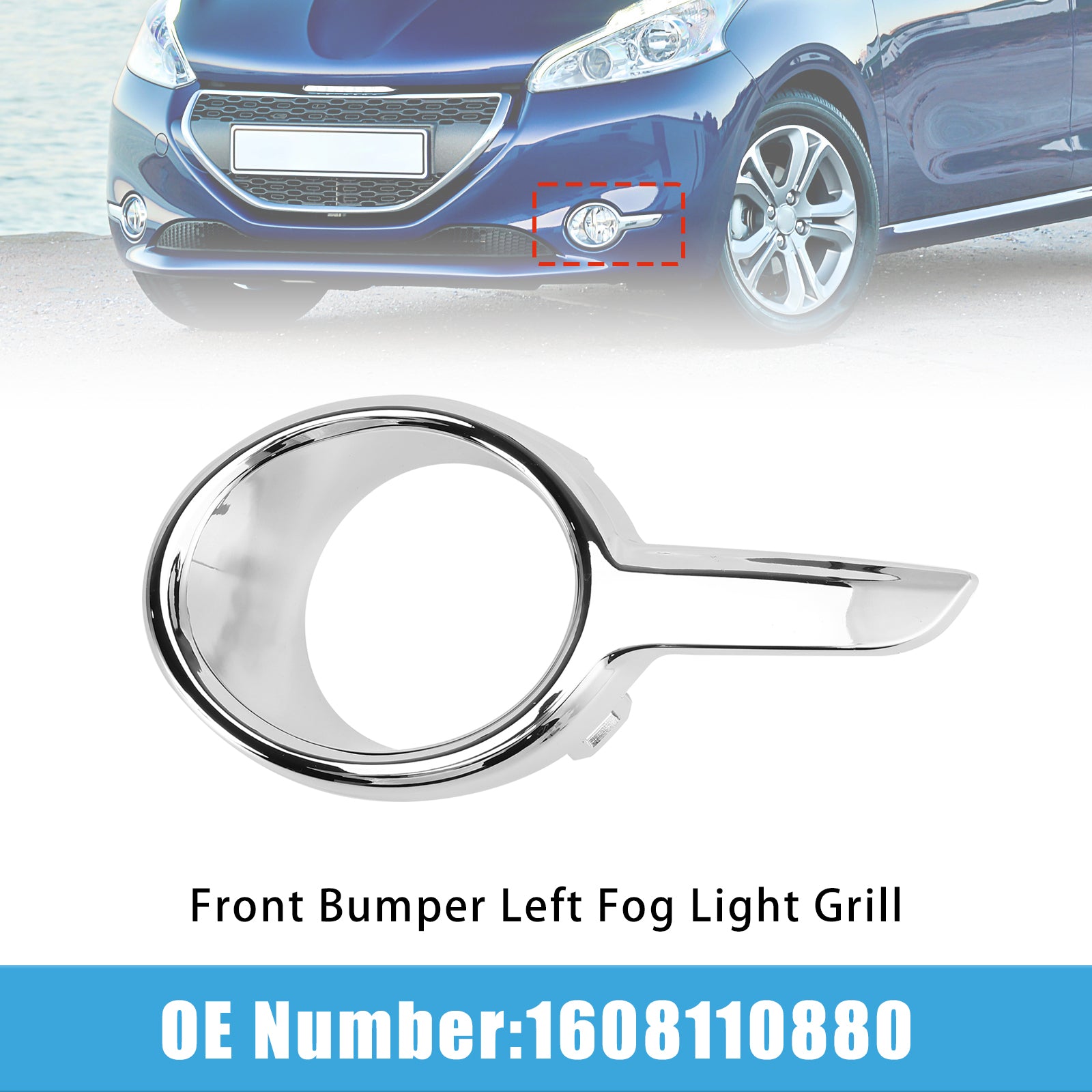 Front Bumper Left Fog Light Grill 1608110880 For Peugeot 208 2012-2015