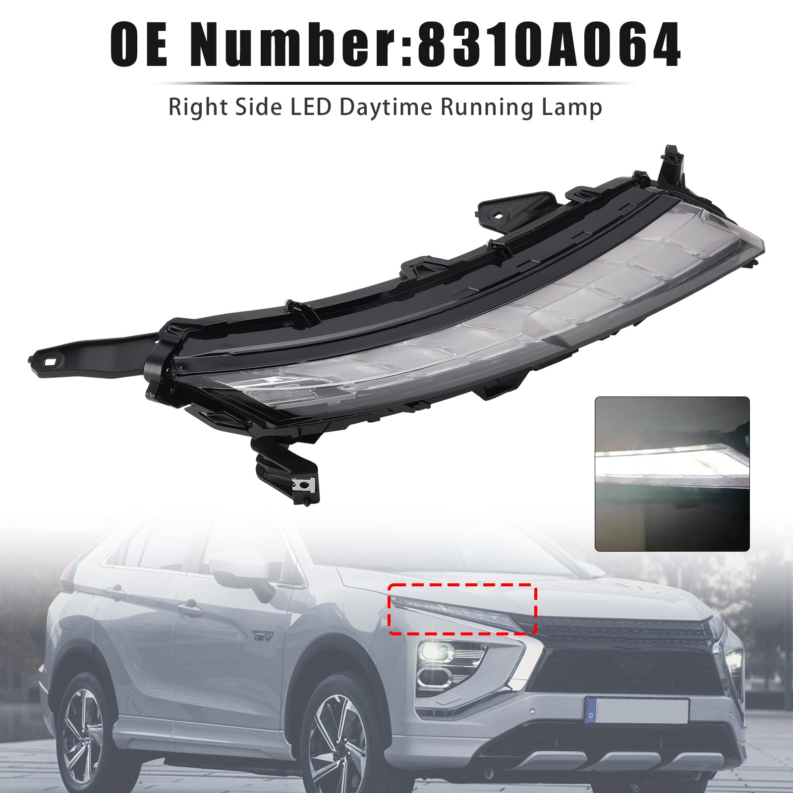 Right Side Front LED DRL Lamp 8310A063 For Mitsubishi Eclipse Cross 2022-2026