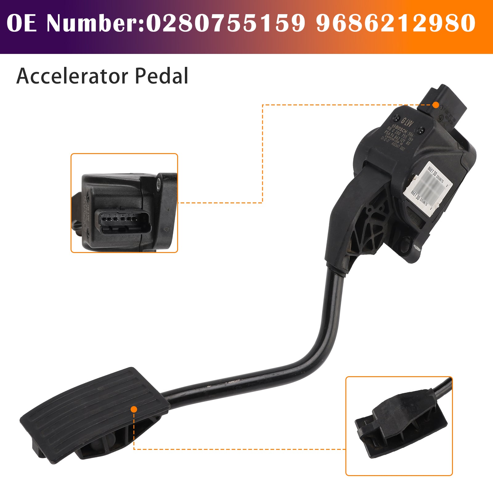 Accelerator Pedal 9686212980 For Citro?n C5 III 08-18 Peugeot 508 10-18 1.6