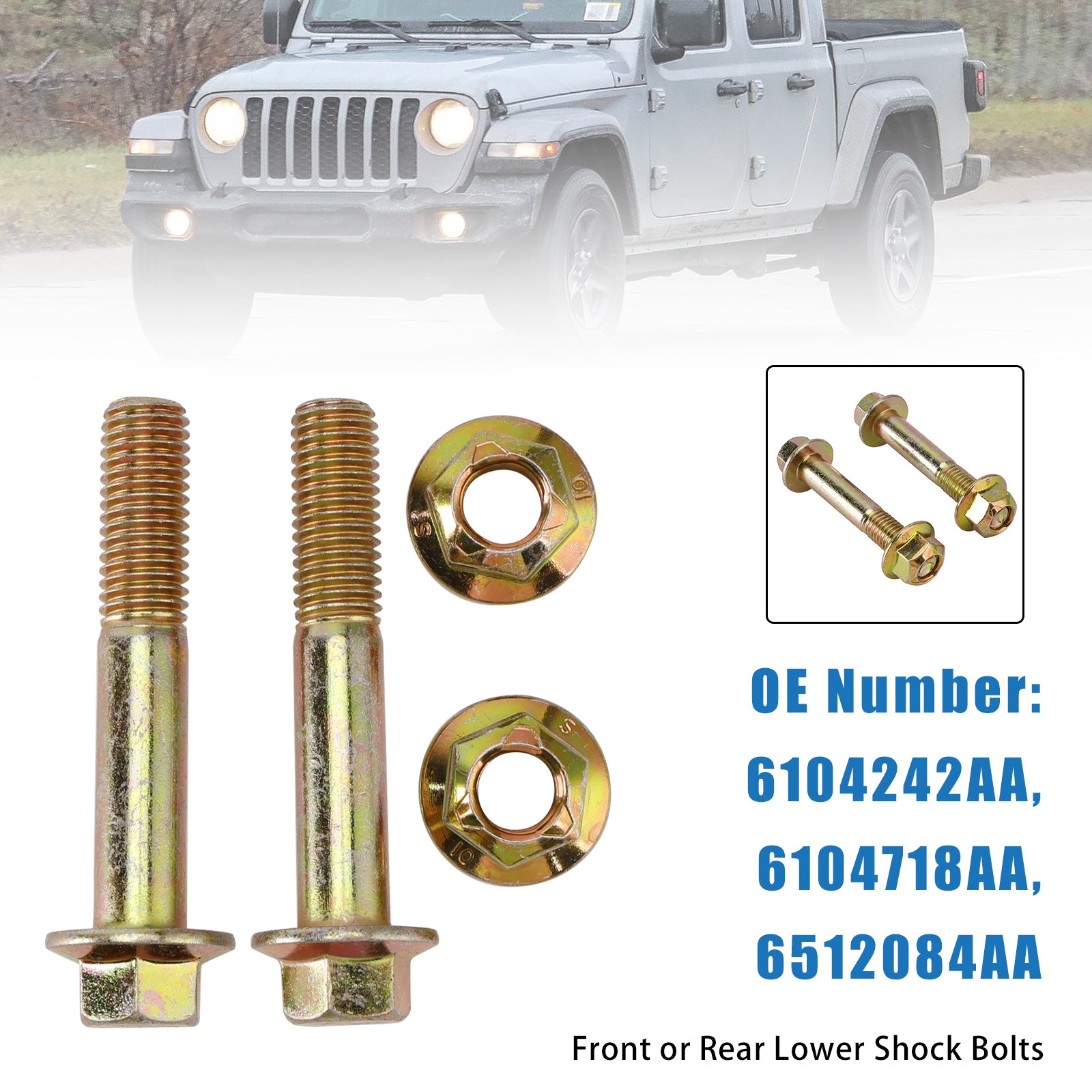 Front or Rear Lower Shock Bolts For Jeep Wrangler JK JKU JL JLU Gladiator JT