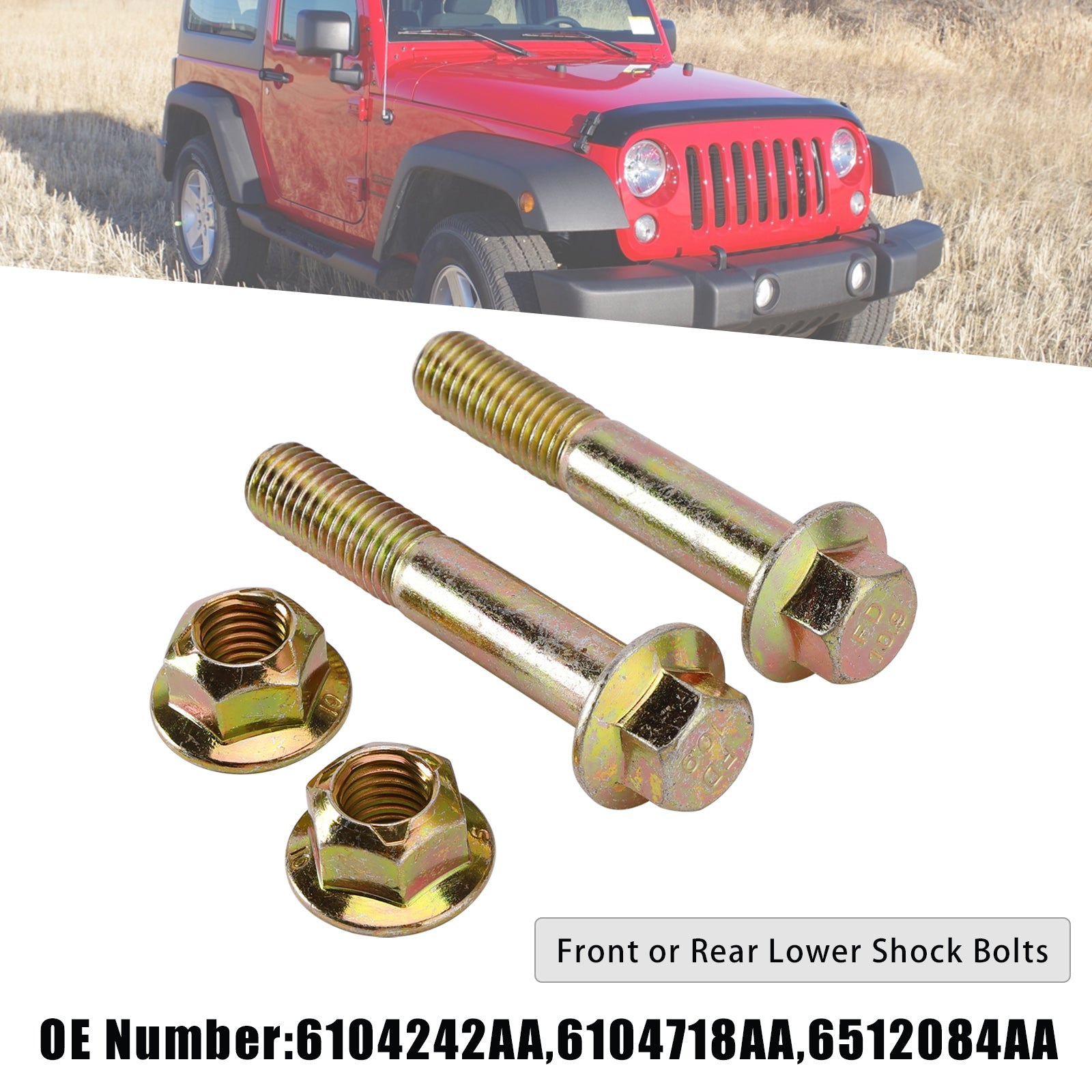Front or Rear Lower Shock Bolts For Jeep Wrangler JK JKU JL JLU Gladiator JT