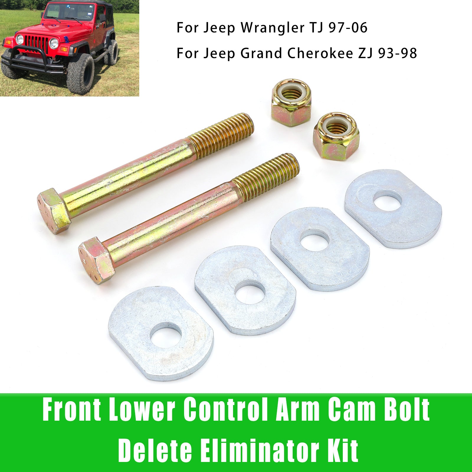 Control Arm Cam Bolt Delete Eliminator Kit For TJ 97-06 Cherokee ZJ 93-98